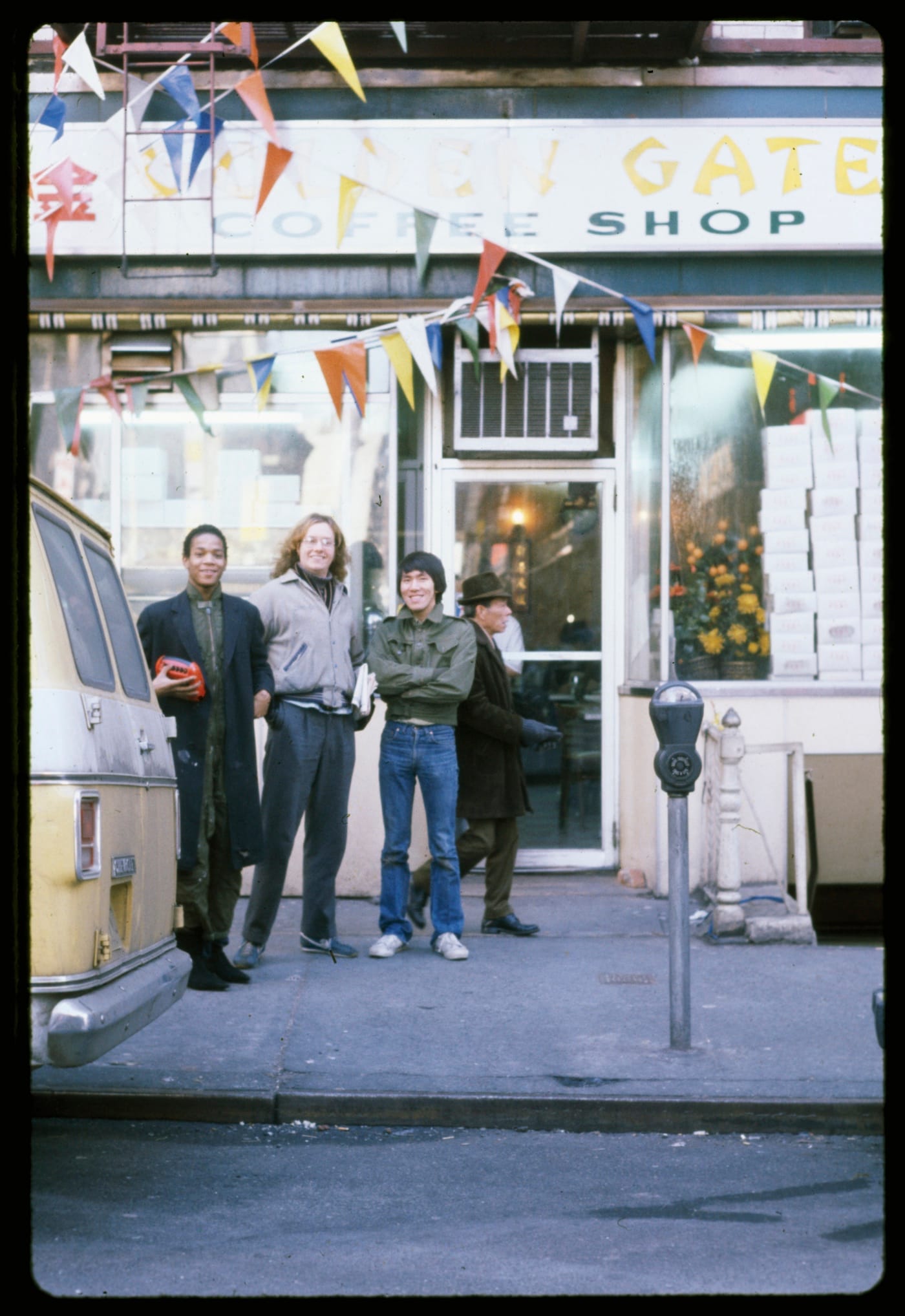 A young Jean-Michel Basquiat hanging out with his friends