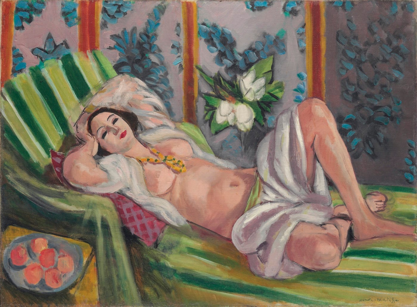 Henri Matisse, "Odalisque couchée aux magnolias" (1923), oil on canvas, 23 3/4 x 31 7/8 in, pre-sale estimate in the region of $70 million; price realized: $80,750,000