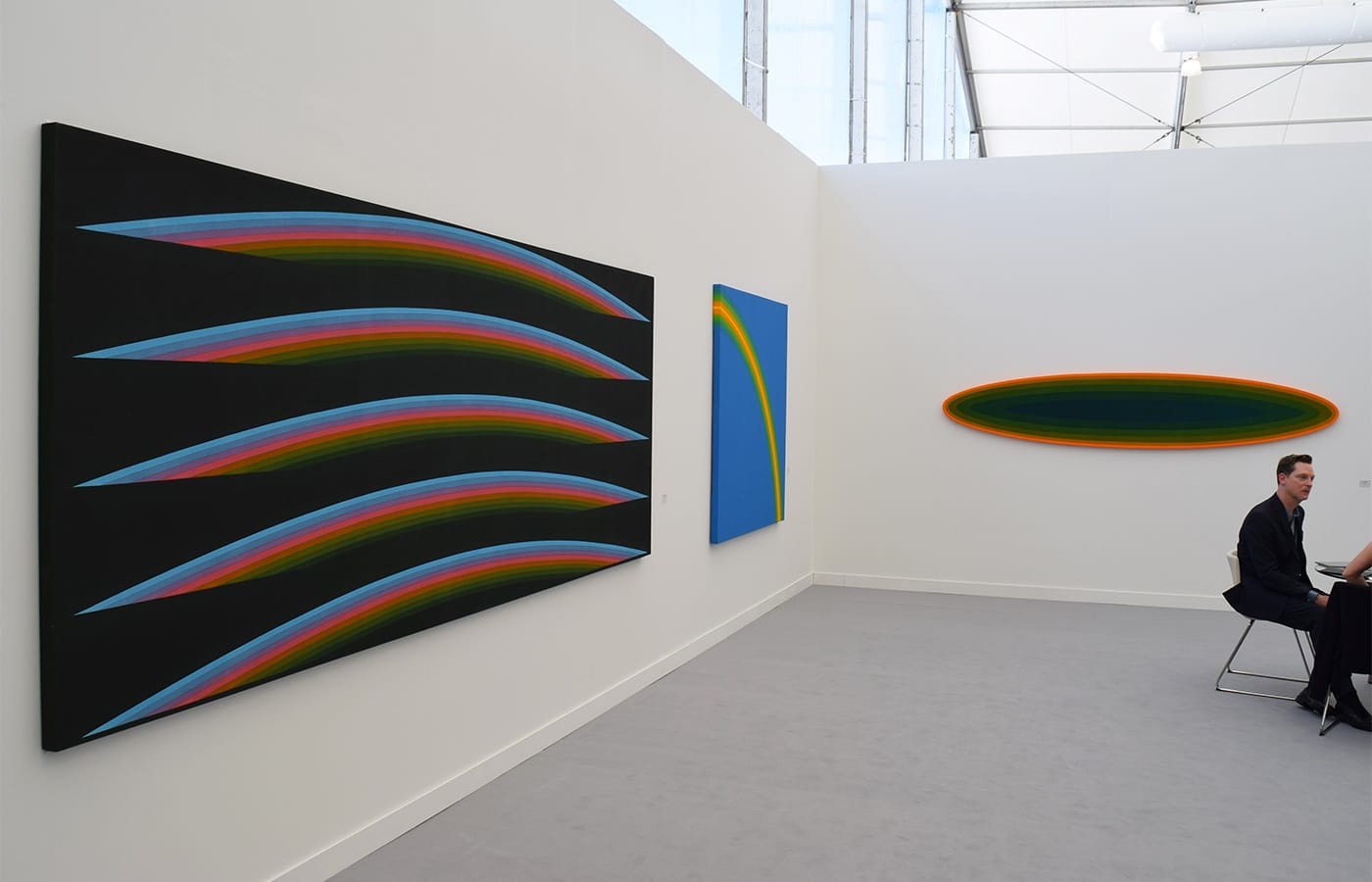 Paintings by David Simpson in the Haines Gallery booth at Frieze New York