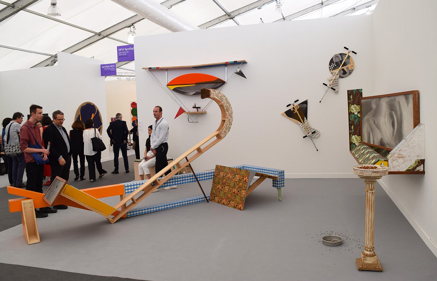 Albertz Benda's booth at Frieze New York is devoted to whimsical sculptures from the 1980s by Bill Beckley.