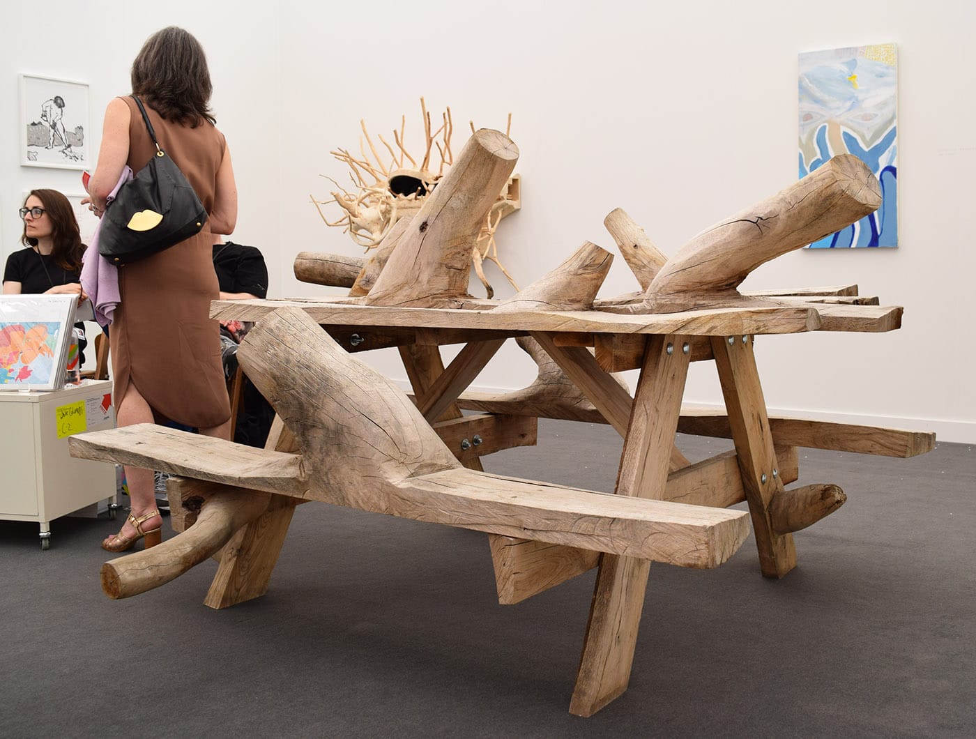 A Hugh Hayden sculpture in the White Columns booth at Frieze New York