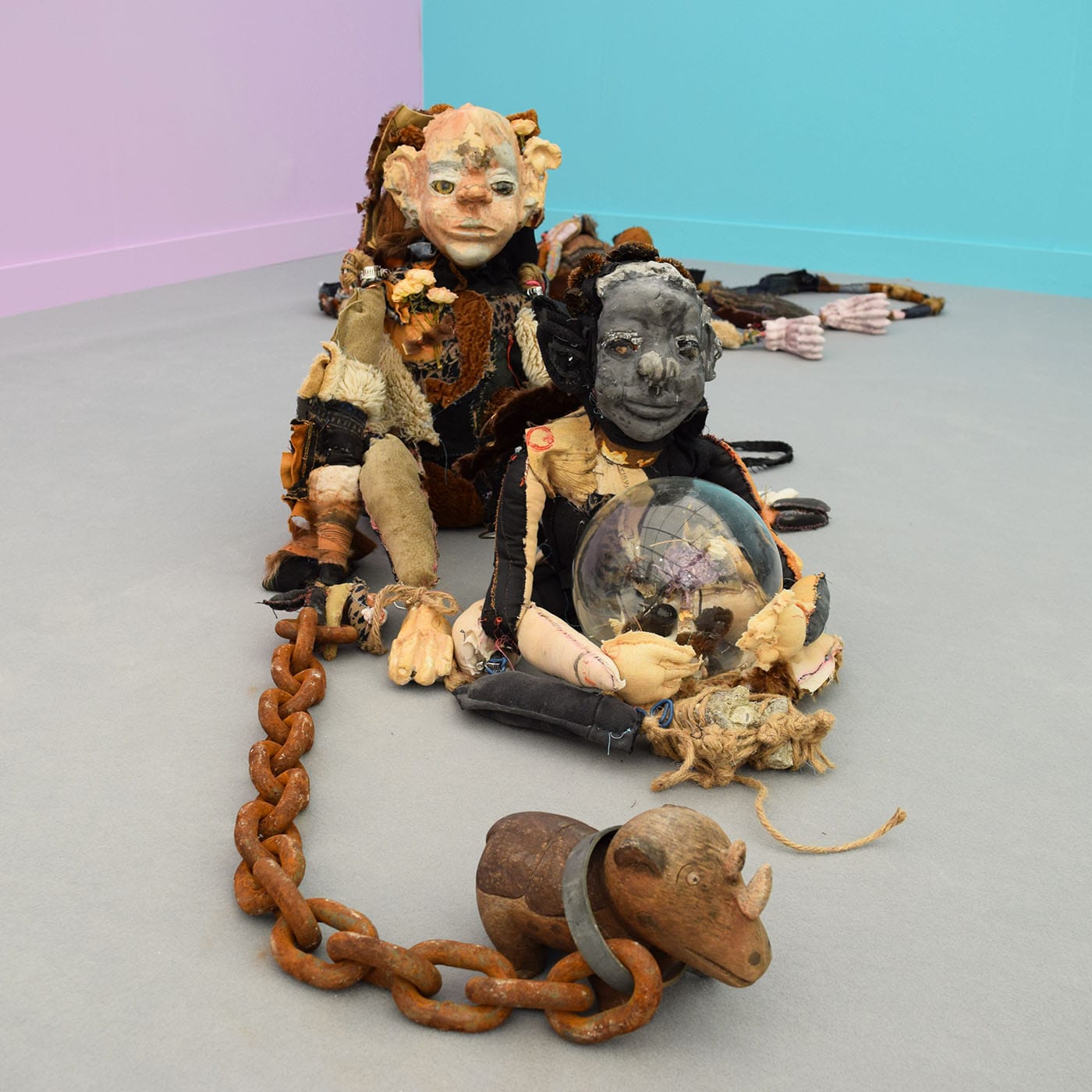 Sculptures by Tau Lewis in the Cooper Cole booth at Frieze New York