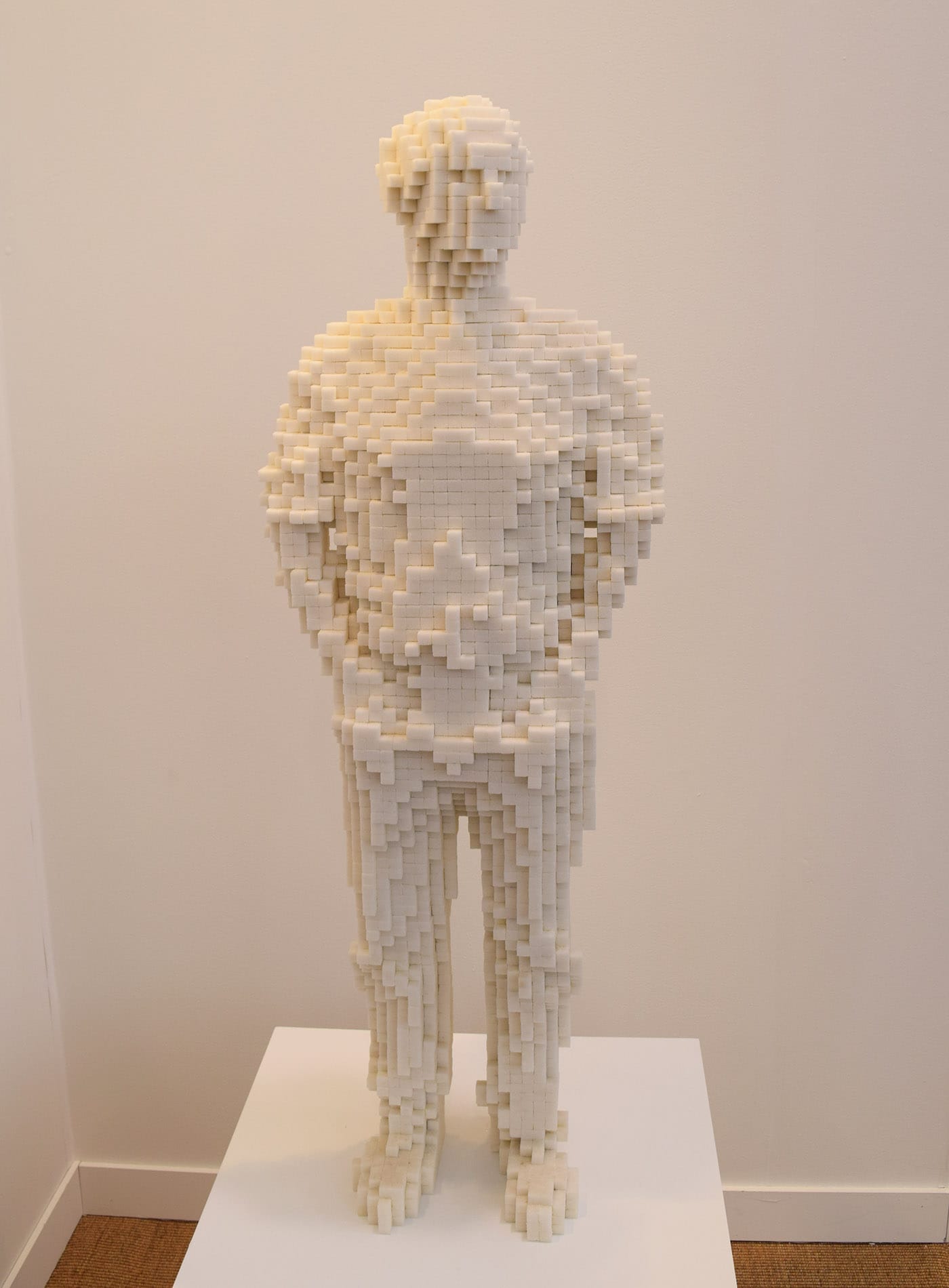 Tom Friedman, "Untitled (Self-Portrait)" (1999, sugar cubes and sugar), in the Stephen Friedman Gallery booth at Frieze New York