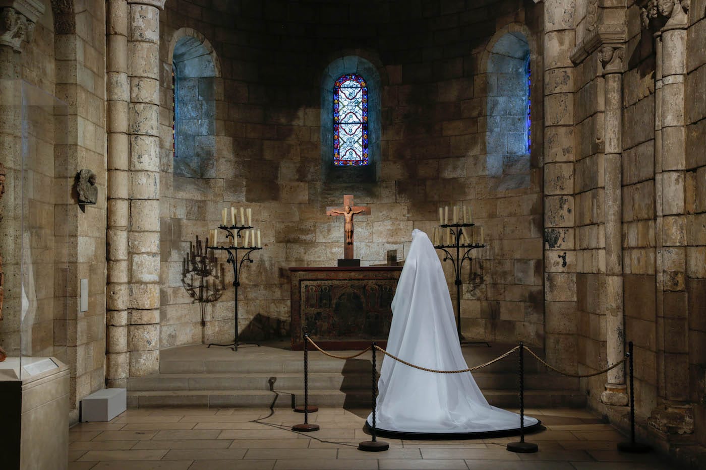 Installation view of <em/>Heavenly Bodies: Fashion and the Catholic Imagination in the Langon Chapel