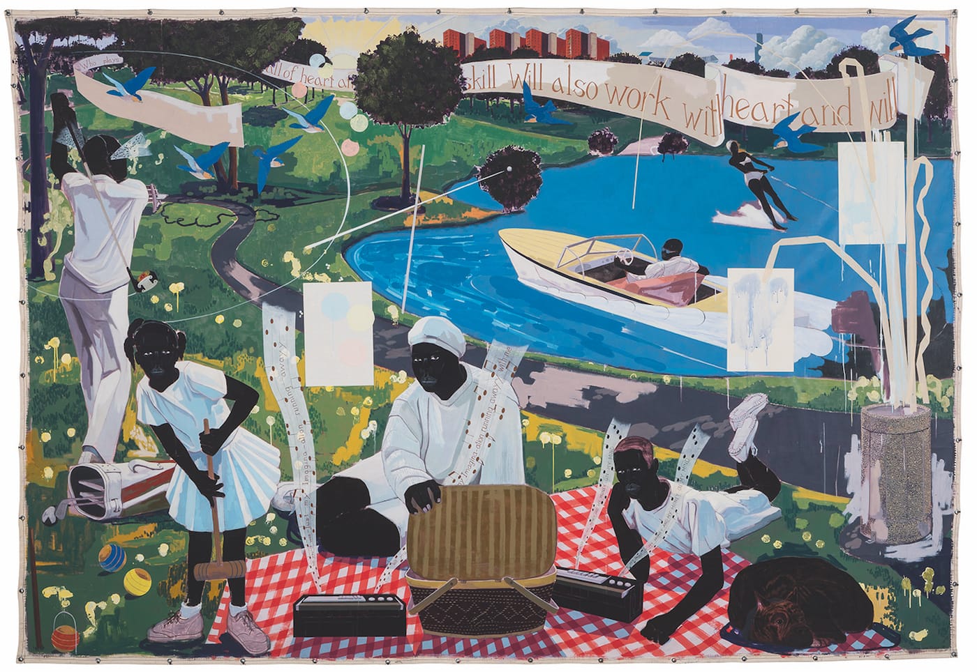 Kerry James Marshall, "Past Times" (1997), acrylic and collage on canvas (courtesy Sotheby's)