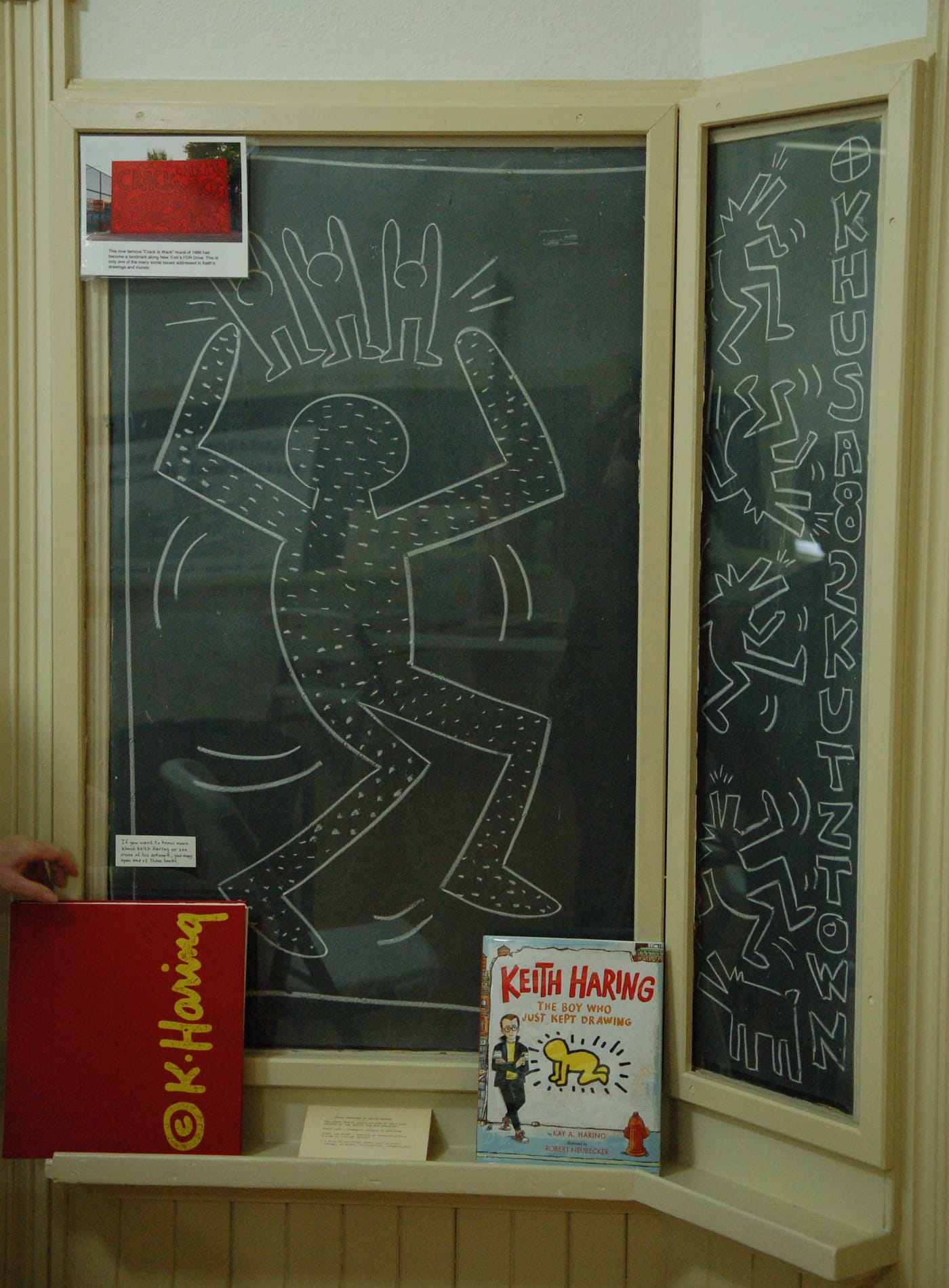 Detail of "Untitled" (1982), a suite of chalkboard murals by Keith Haring inside the Kutztown Area Historical Society