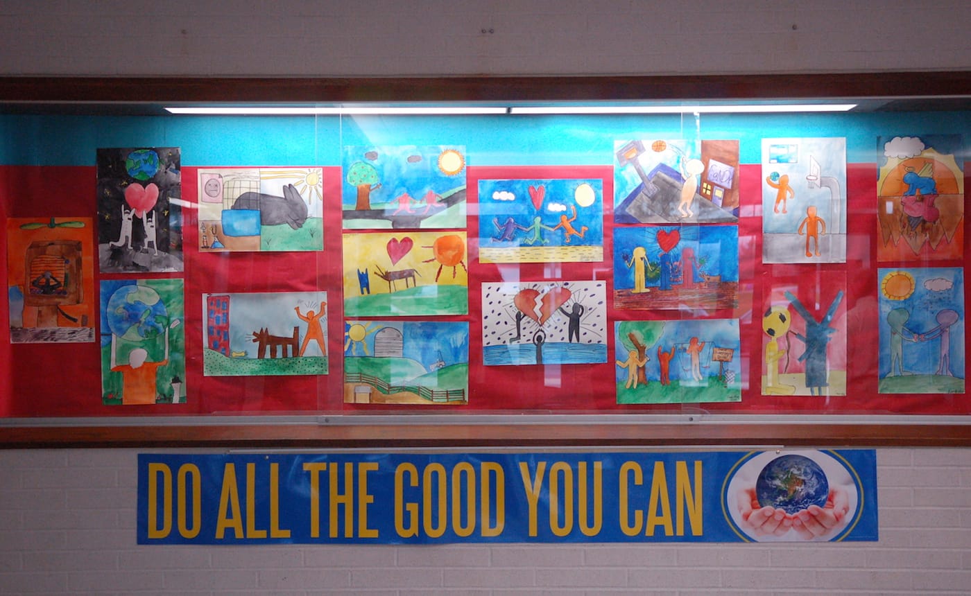 Students' Haring-inspired art at Kutztown Middle School