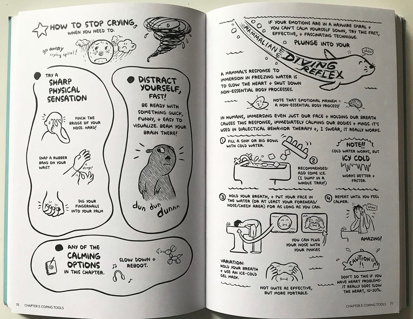 A spread from from Rock Steady: Brilliant Advice From My Bipolar Life (2018) by Ellen Forney