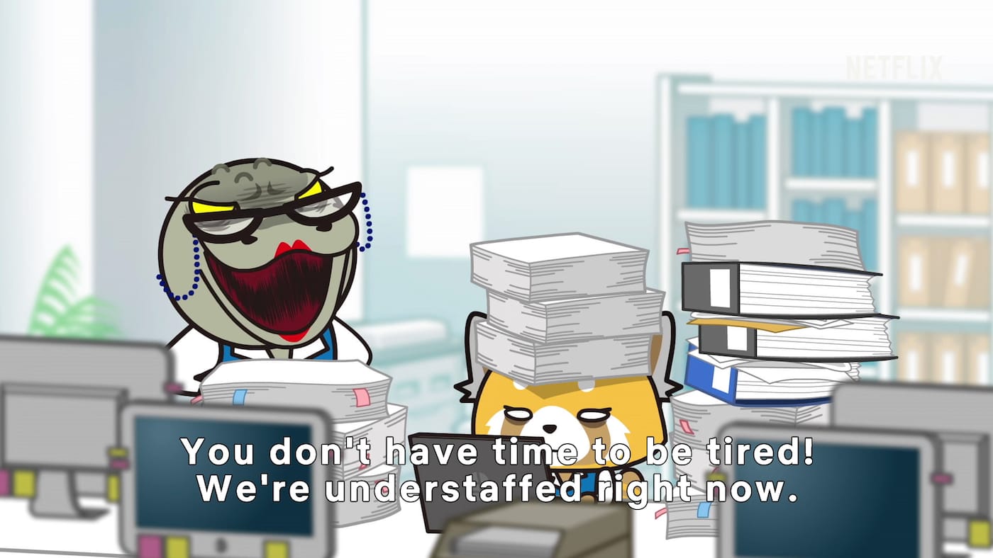 A scene from Aggretsuko