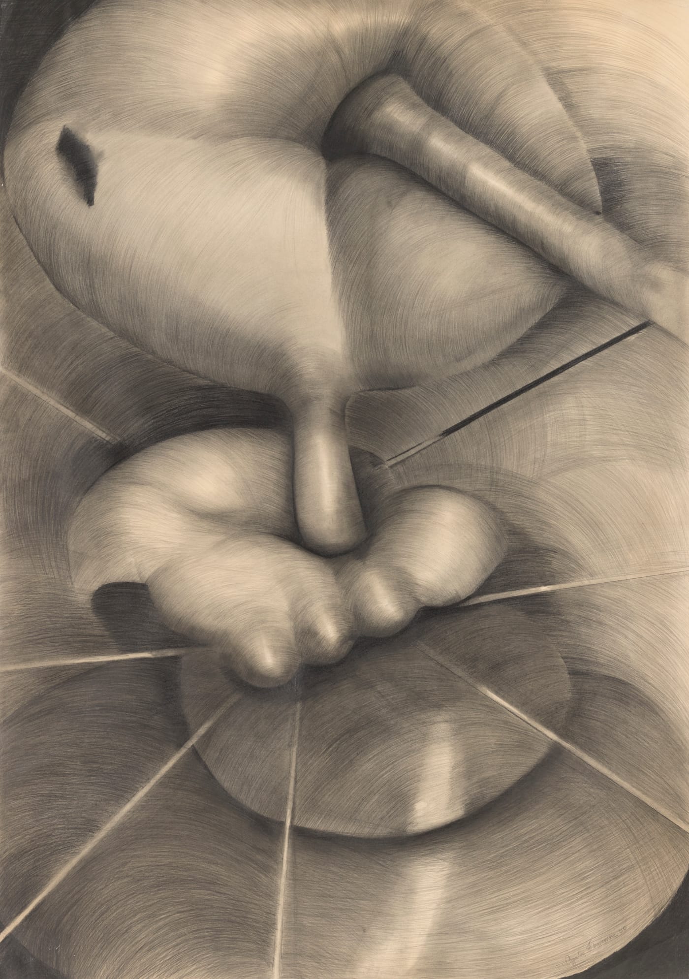 Agustin Fernandez, “Le Roi et la Reine” ("The King and the Queen," 1960), drawing on paper, 175 x 122 cm (courtesy and © Agustin Fernandez Foundation; photo by Farzad Owrang)