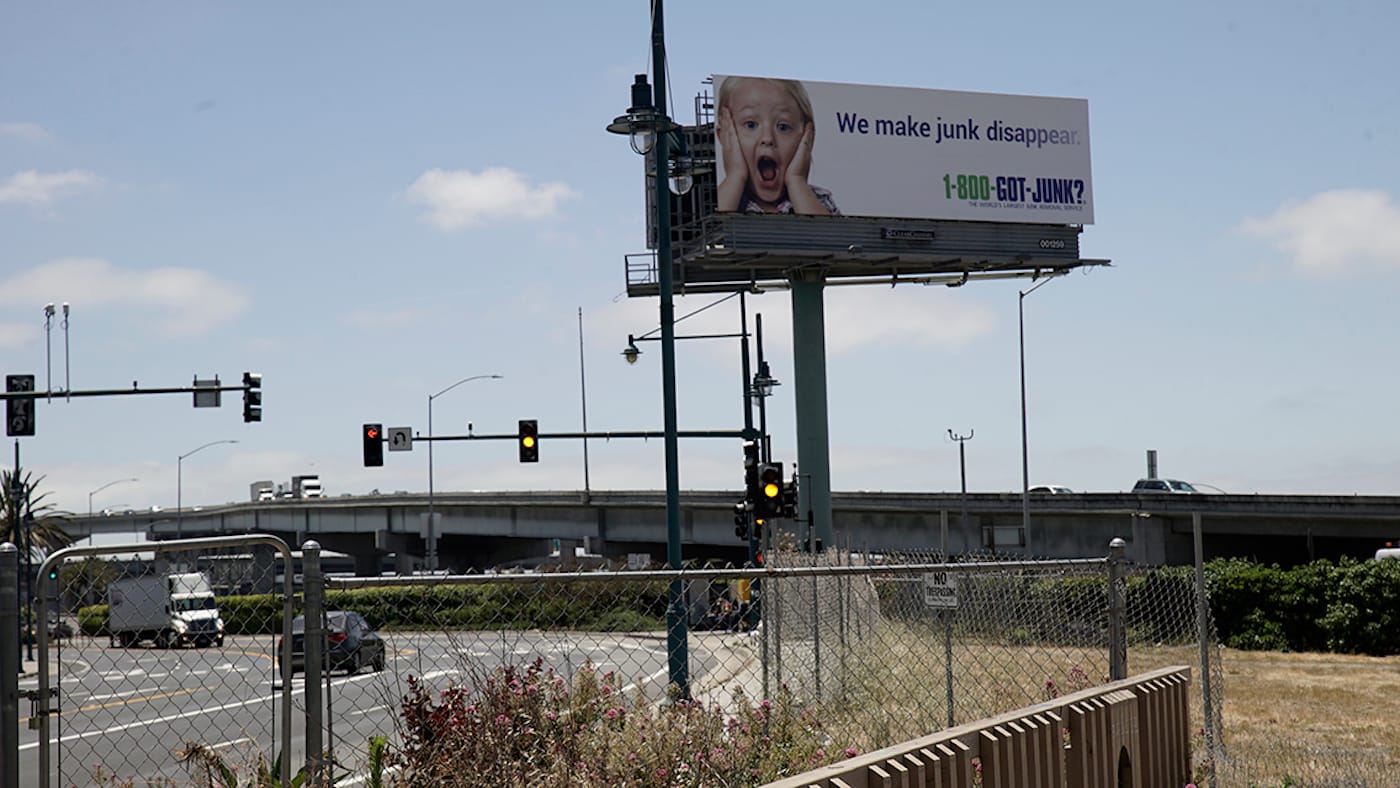 The billboard before Indecline's intervention (photo courtesy Indecline)