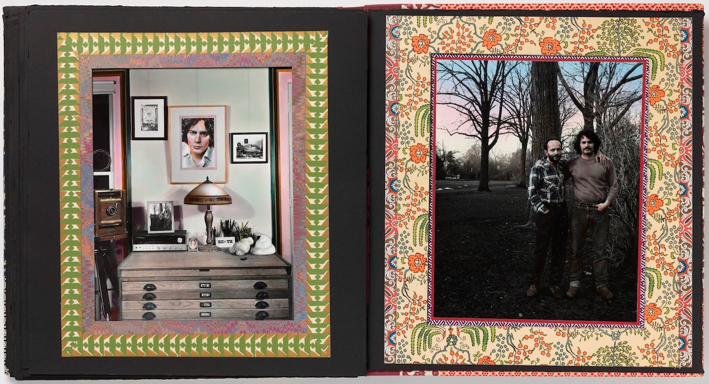 Keith Smith, "Book Number 82, Keith Smith at Home" (1982), artist’s book of gelatin silver prints with colored ink washes and applied decorative paper borders (collection of the artist; courtesy of Bruce Silverstein Gallery, New York; © Keith Smith)