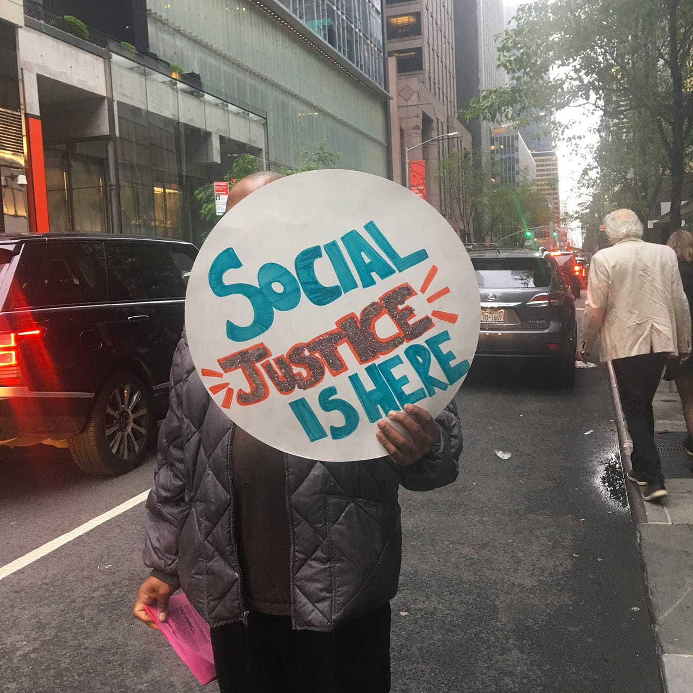 Demonstrators outside the Museum of Modern Art on May 31, 2018, calling for a fair contract for the museum's union workers.