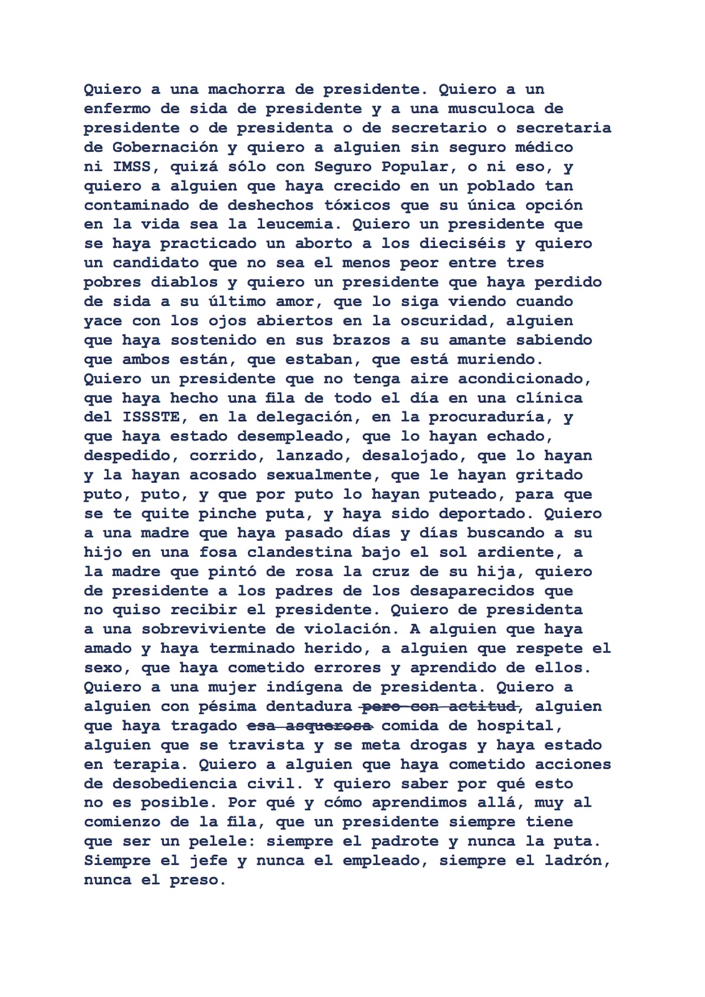 Luis Felipe Fabre, "Quiero un Presidente" (2018) (courtesy Luis Felipe Fabre)