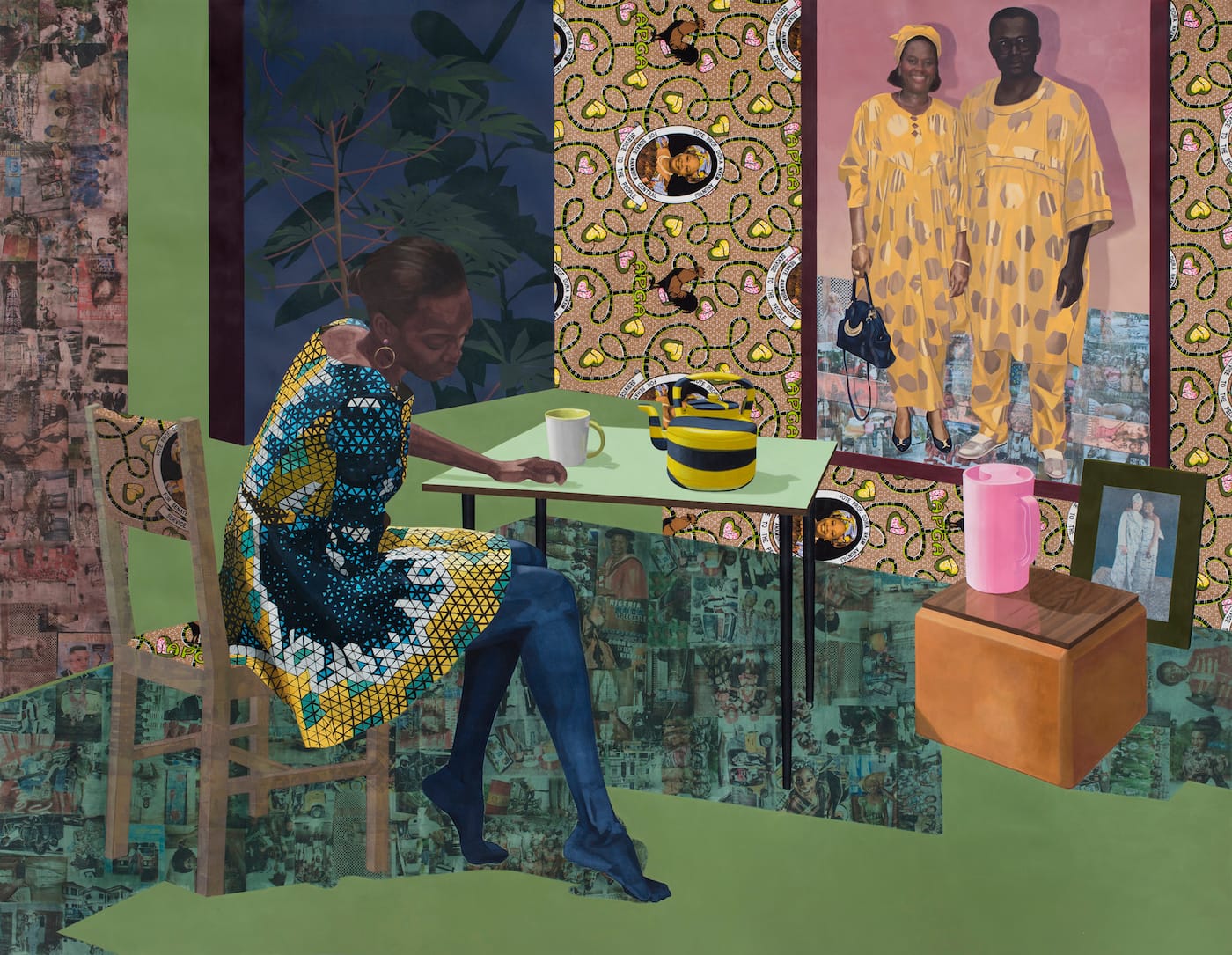 Njideka Akunyili Crosby, "Dwell: Aso Ebi" (2017), the Baltimore Museum of Art, purchased as the gift of Nancy L. Dorman and Stanley Mazaroff, Baltimore, in Honor of Kristen Hileman (courtesy the Baltimore Museum of Art)