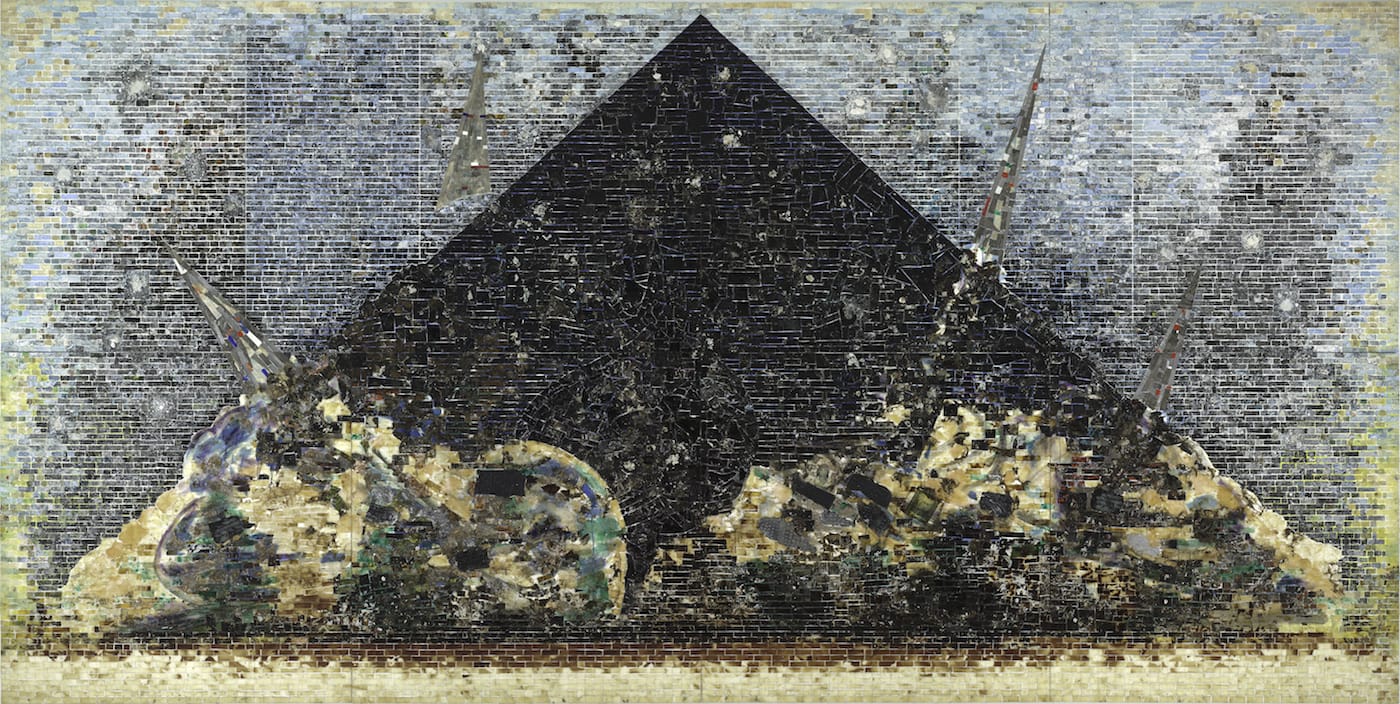 Jack Whitten, "9.11.01." (2006), the Baltimore Museum of Art, purchase by exchange with funds provided by the Pearlstone Family Fund and through a partial gift of The Andy Warhol Foundation for the Visual Arts, Inc. (courtesy the Baltimore Museum of Art)