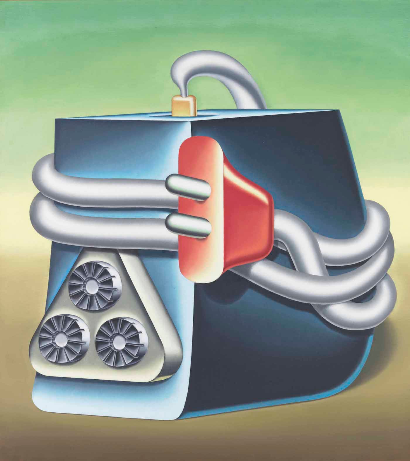 Konrad Klapcheck, "Die Terroristin" (1971), oil on canvas, 39 3/8 x 35 3/8 in, sold for €379,500 (~$440,000) at Christie's in Paris on June 8 (courtesy Christie's)