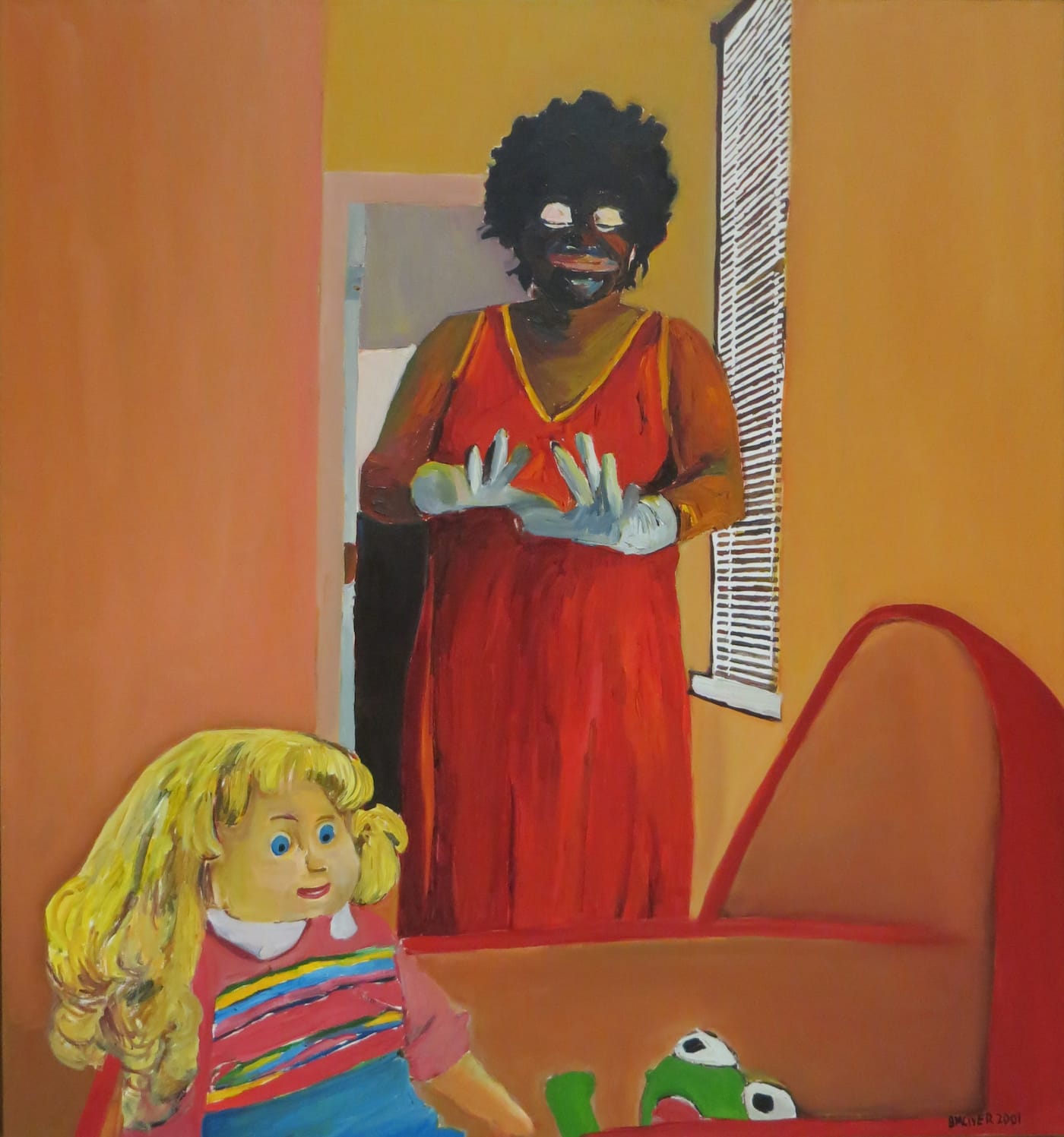 Beverly McIver, "Oh, Happy Day" (2001), oil on canvas, 52 x 48 in, Weatherspoon Art Museum, gift of Douglas and Nicole Walla, 2017 (image courtesy the Weatherspoon Art Museum)