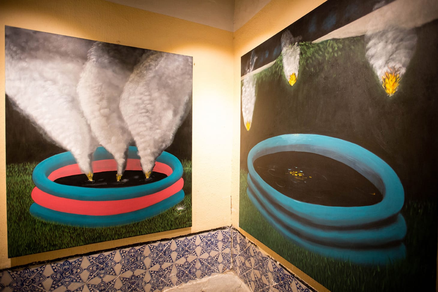 Mohamed Ben Slama, "Green Fields are Calling, It's Falling in a Golden Door" (2018) (photo by Wassim Griman for the Kamel Lazaar Foundation)