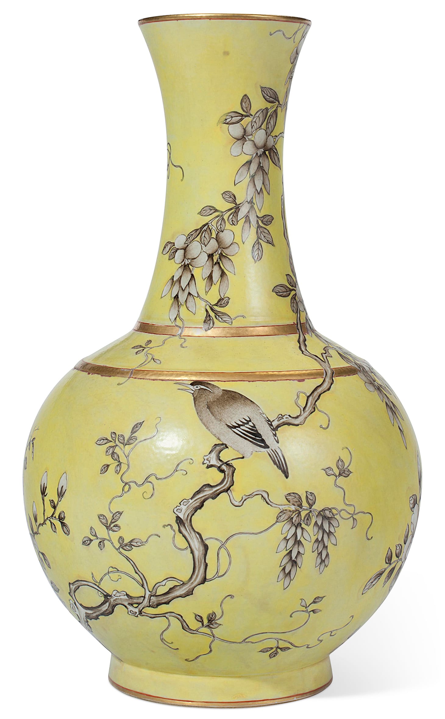A Chinese Dayazhai en Grisaille decorated yellow-ground vase, late 19th/early 20th century (image courtesy of Christie's)