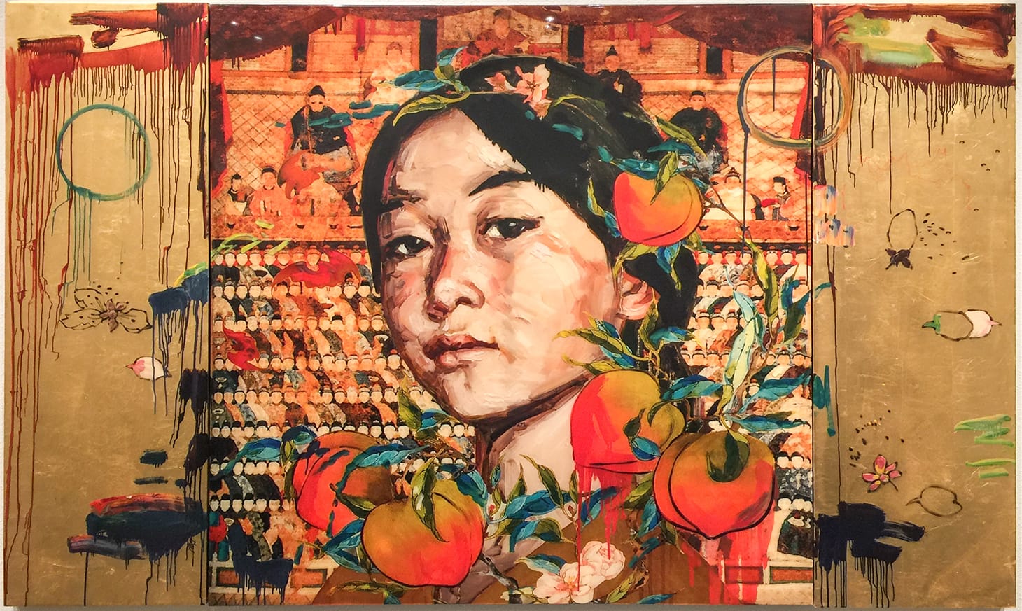 Hung Liu, "All the Ancestors" (2011), mixed media print, (image courtesy of Trillium Graphics, Brisbane, CA)