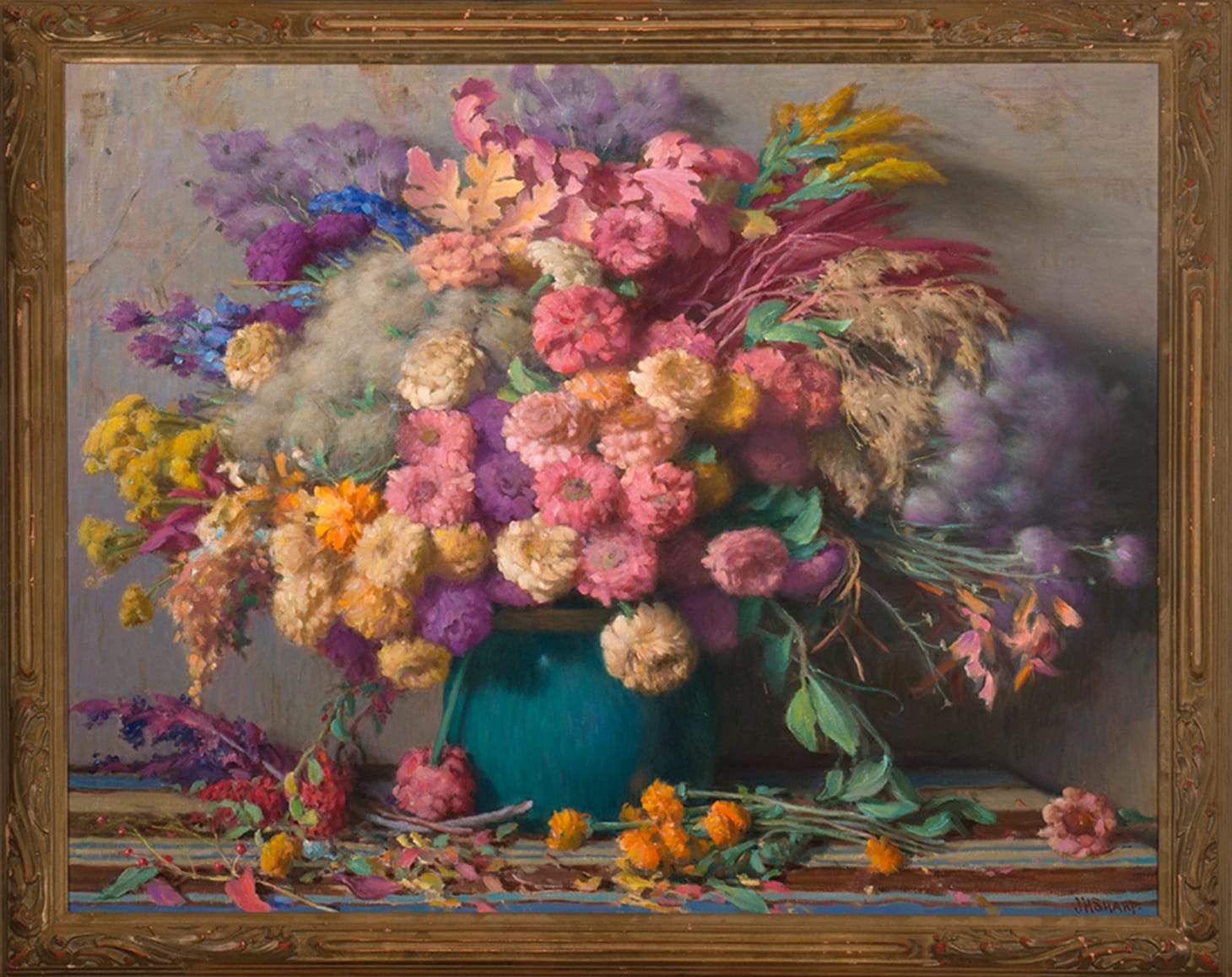 Joseph Henry Sharp, "Dry Flowers" (c. 1935), oil on canvas, gift of Lore Thorpe in memory of Kathryn V. Thorpe (image courtesy New Mexico Museum of Art)