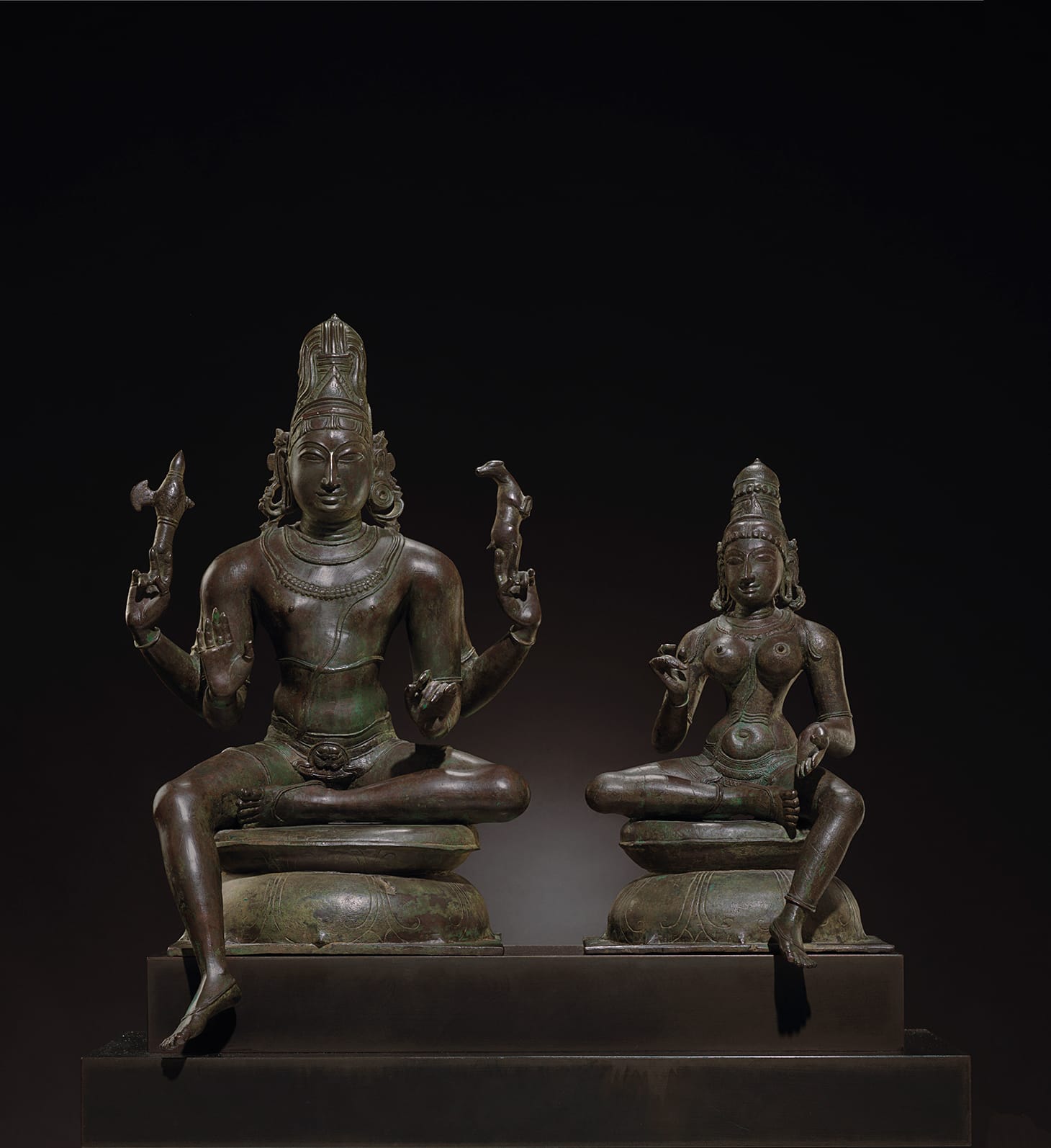 An important bronze group of Shiva and Uma, South India, Tamil Nadu, late Chola–early Vijayanagara period (late 13th–early 14th century), 26 inches and 18 inches high (image courtesy Christie's)