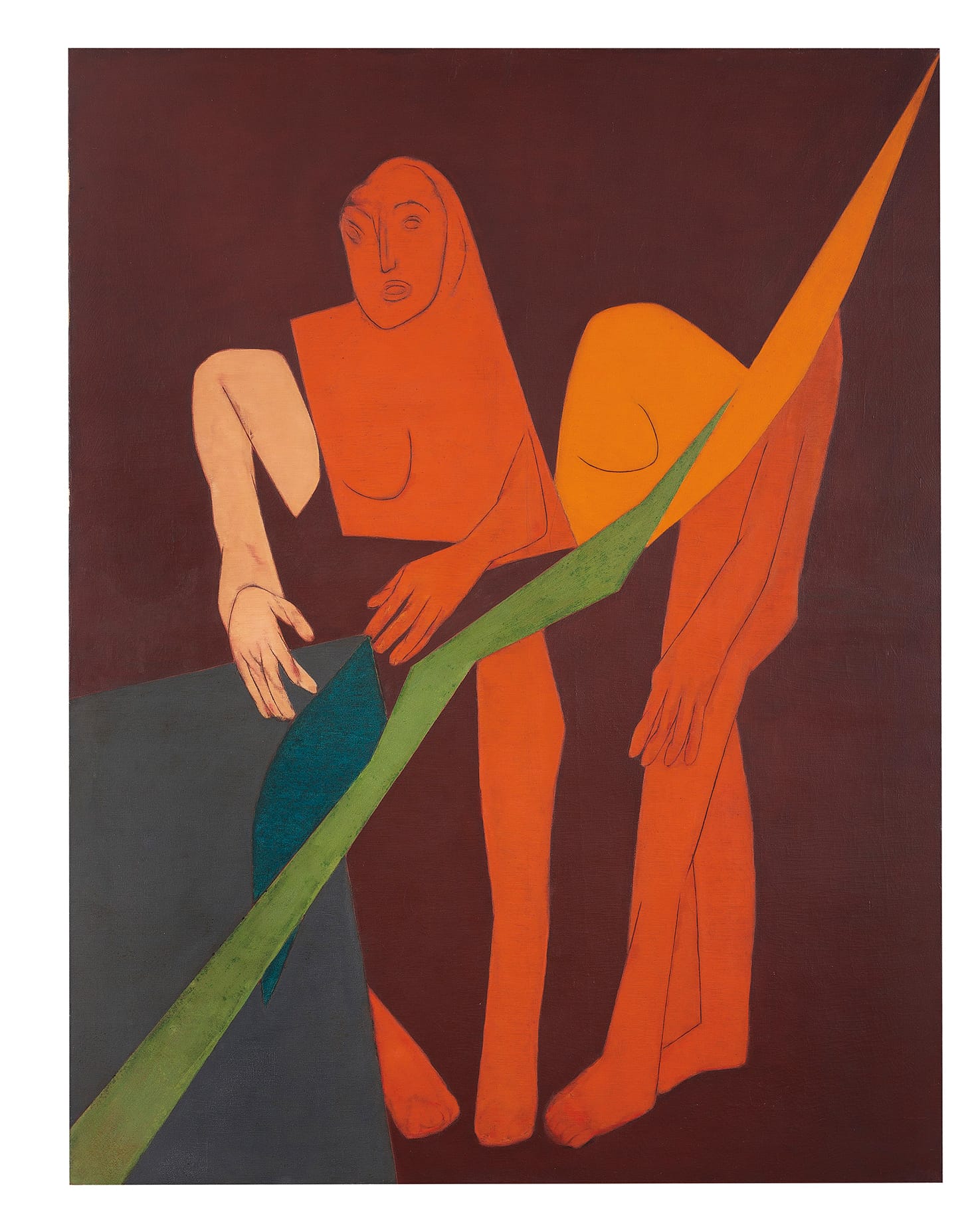 Tyeb Mehta, "Diagonal XV" (1975), oil on canvas, 66 x 51 inches (image courtesy Christie's)