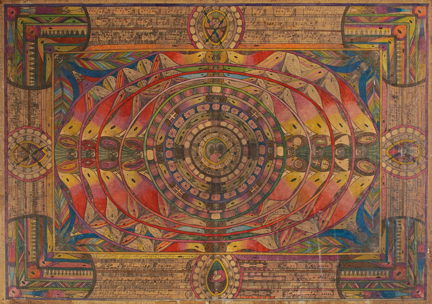 Adolf Wölfli, "Der San Savathor" (1926), graphite, colored pencil and crayon on paper, 58 1/2 x 83 inches (image courtesy Sotheby's)