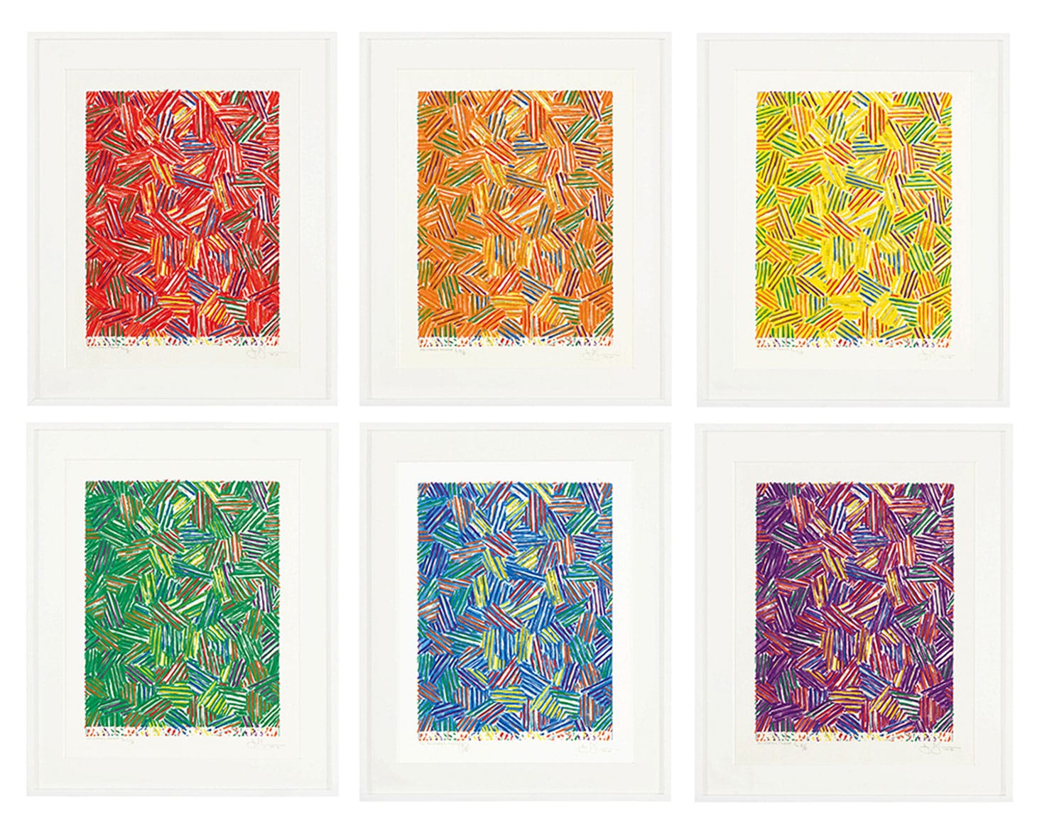 Jasper Johns, "Cicada (Ulae 215)" (1981), the complete set of six screenprints in colors, images: 447 x 342 mm, 17 5/8 x 13 1/2 inches, sheets approx.: 557 x 460 mm, 21 7/8 x 18 1/8 inches (image courtesy Christie's)