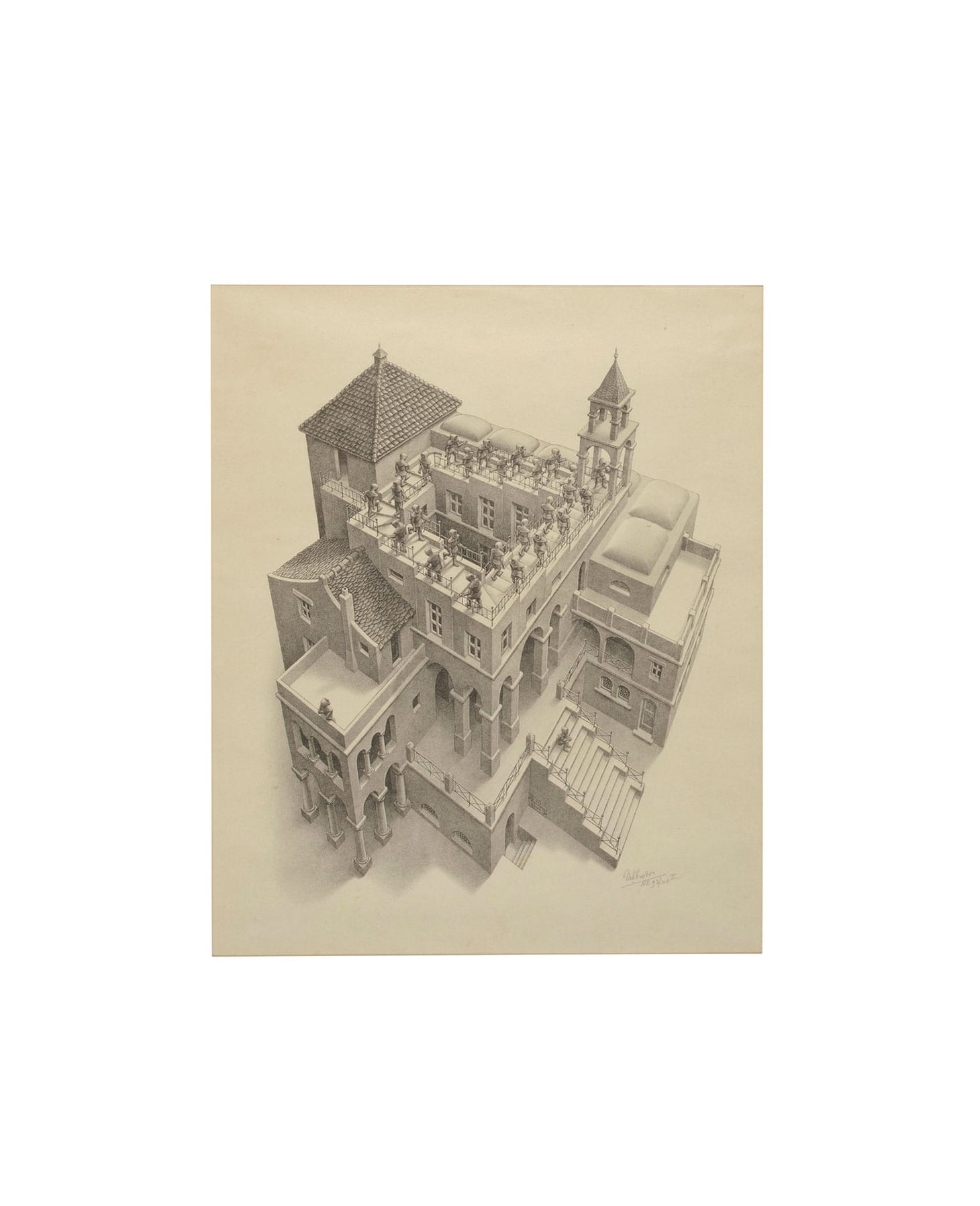 Maurits Cornelis Escher, "Ascending and Descending" (1960), lithograph, on smooth wove paper (image courtesy Christie's)