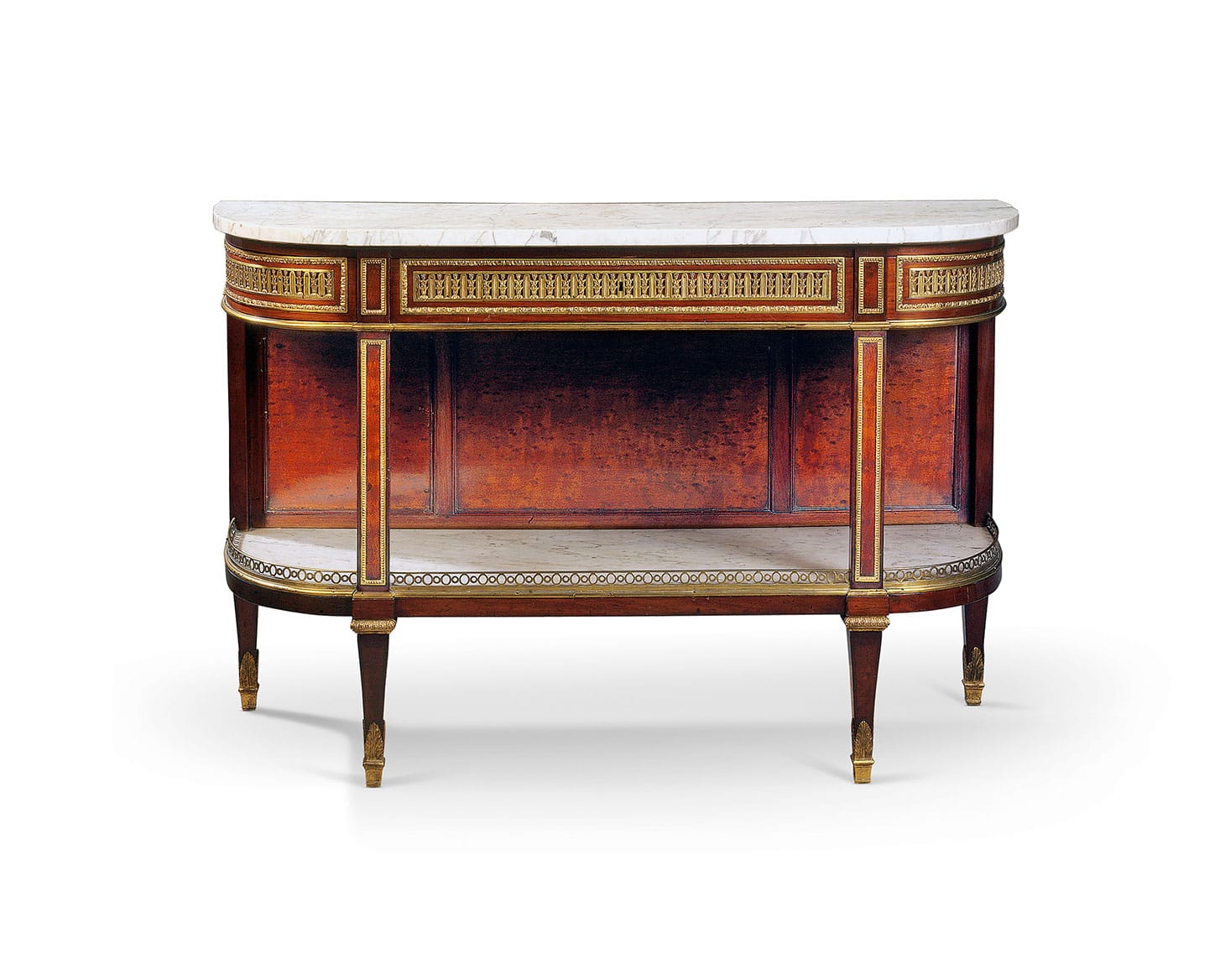 Jean-Henri Riesener, a Louis XVI ormolu-mounted mahogany and acajou mouchete console desserte (c. 1785) (image courtesy Christie's)