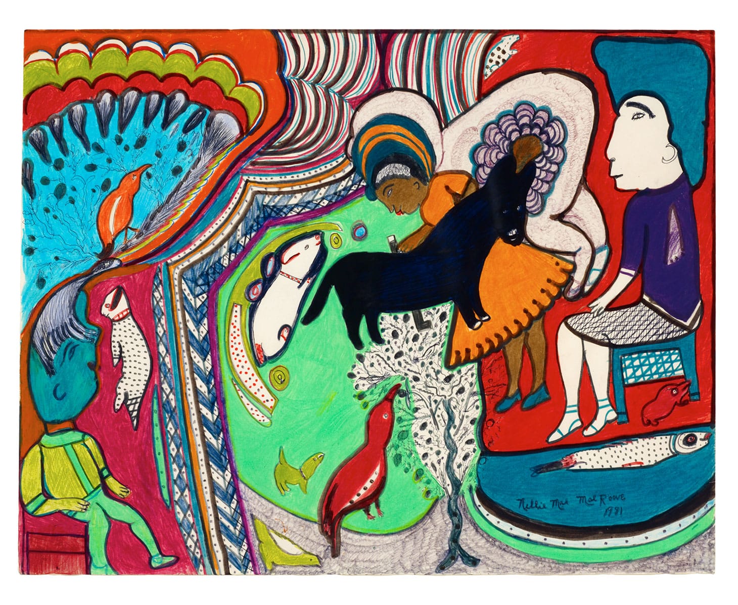 Nellie May, "Picking Cotton" (1981), 19 x 24 1/2 inches (image courtesy Souls Grown Deep Foundation)