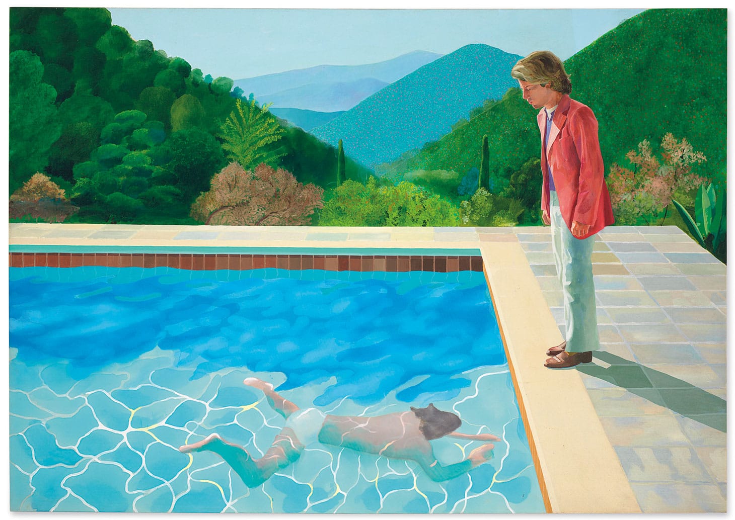 David Hockney, "Portrait of an Artist (Pool with Two Figures)" (1972), acrylic on canvas, 84 x 120 inches (image courtesy Christie's)