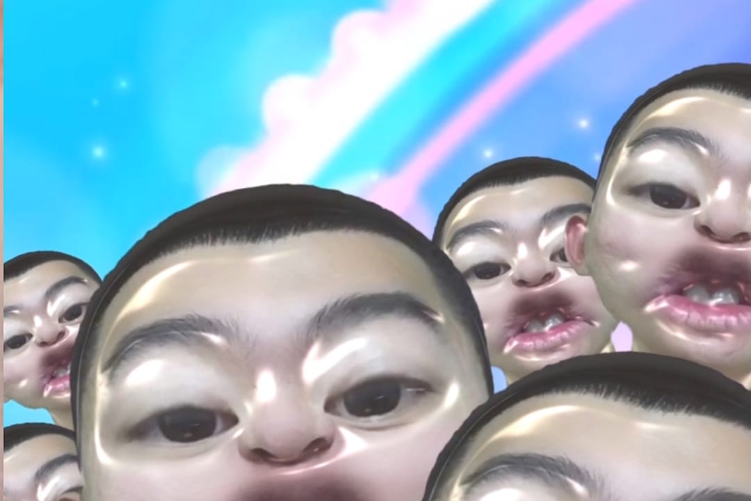 Still from Chaotic Sigh, Ruiqi Zhang, KI MFA Candidacy show, 2018. Mixed media installation: TV monitor, LED sign, Smartphone, TV tripod, Smartphone holder, 