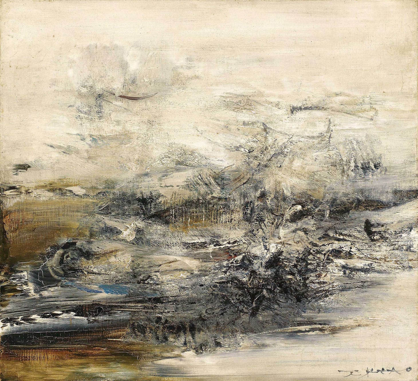 Zao Wou-Ki, "05.04.63" (1963), oil on canvas, 18 1/8 x 19 5/8 inches (image courtesy Christie's)