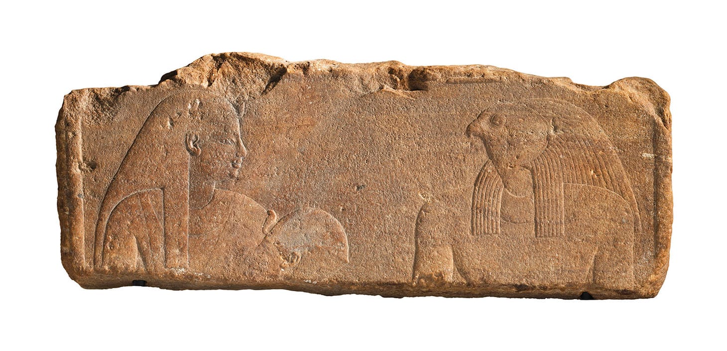An Egyptian quartzite relief, late period, 26th–30th Dynasty (c. 664–332 BCE), 25 1/8 inches (image courtesy Christie's)