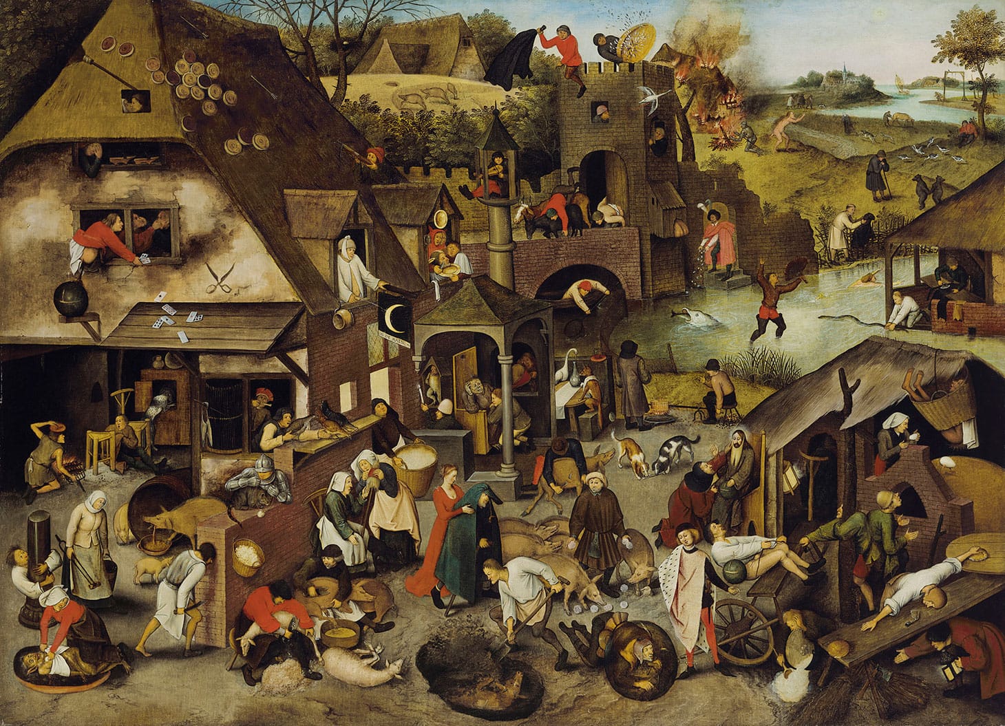 Pieter Brueghel, the Younger, "The Netherlandish Proverbs," oil on canvas, 47 3/4 x 65 5/8 inches (image courtesy Christie's)