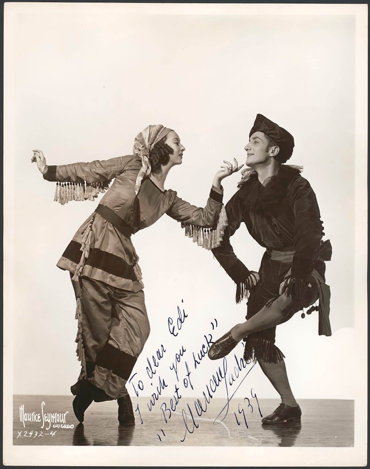 Portrait of Marian Ladre and Sono Osato in costume for Union Pacific, Ballets Russes (photo by Maurice Seymour, Chicago, image via Wikimedia Commons)