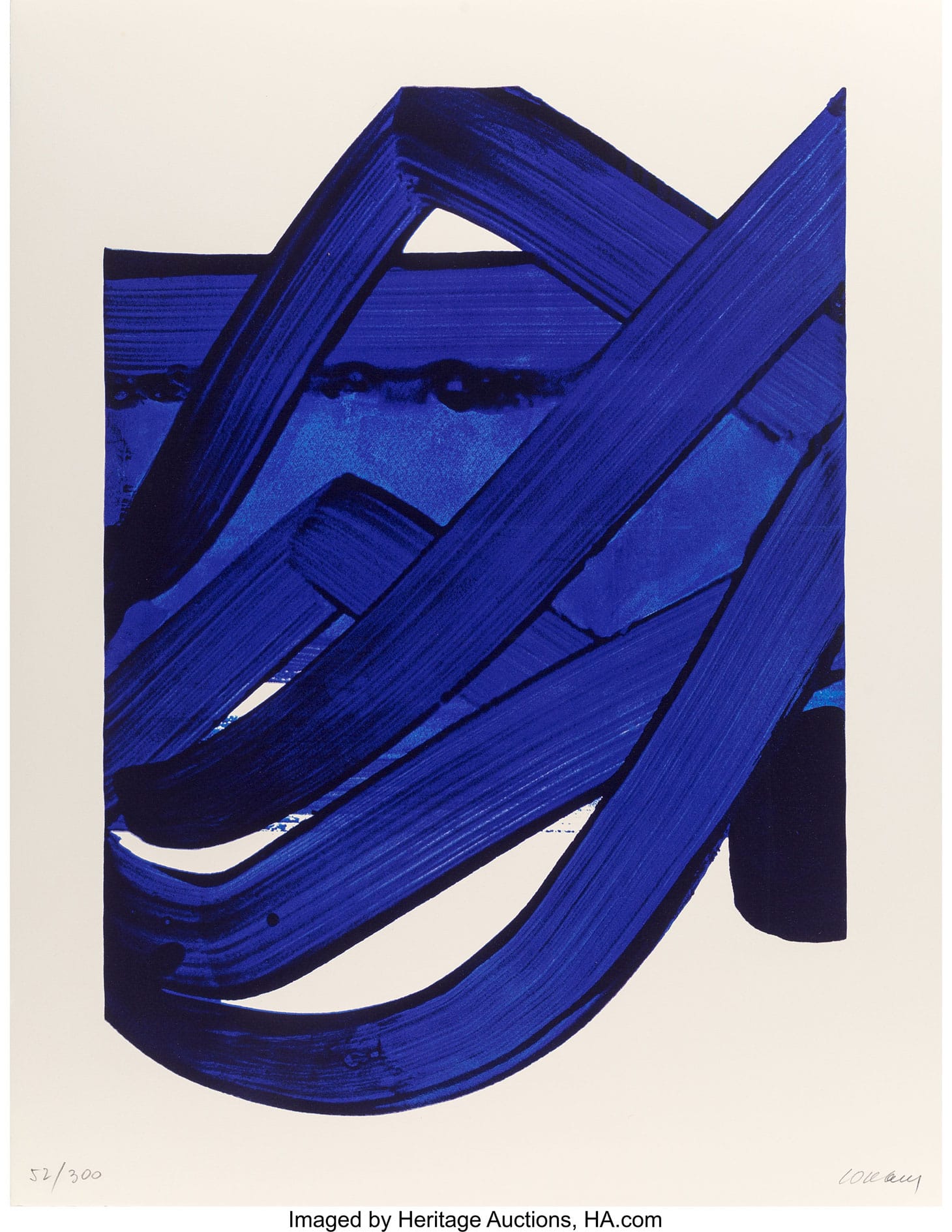 Pierre Soulages, "Composition," from <em>Official Arts Portfolio of the XXIVth Olympiad, Seoul, Korea</em> (1988), lithograph in colors on paper, 35 x 27 inches (image courtesy Heritage Auctions)