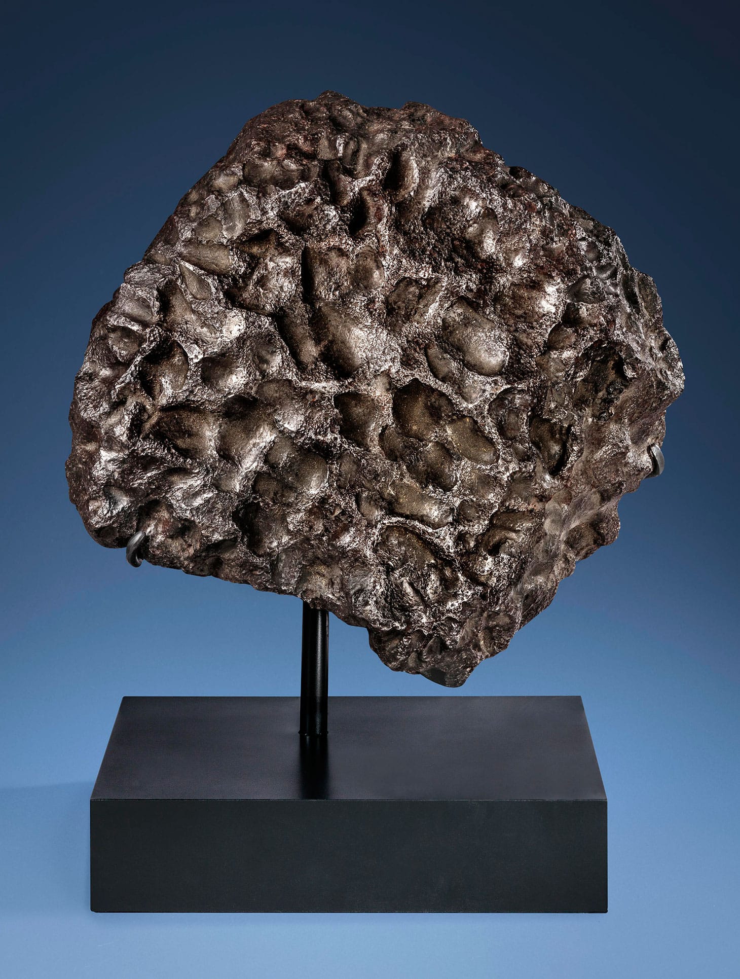 Massive sculpture from outer space — Aesthetic campo del cielo iron meteorite, iron, coarse octahedrite – IAB-MG (14 3/4 x 13 3/4 x 9 2/3 inches (image courtesy Christie's)