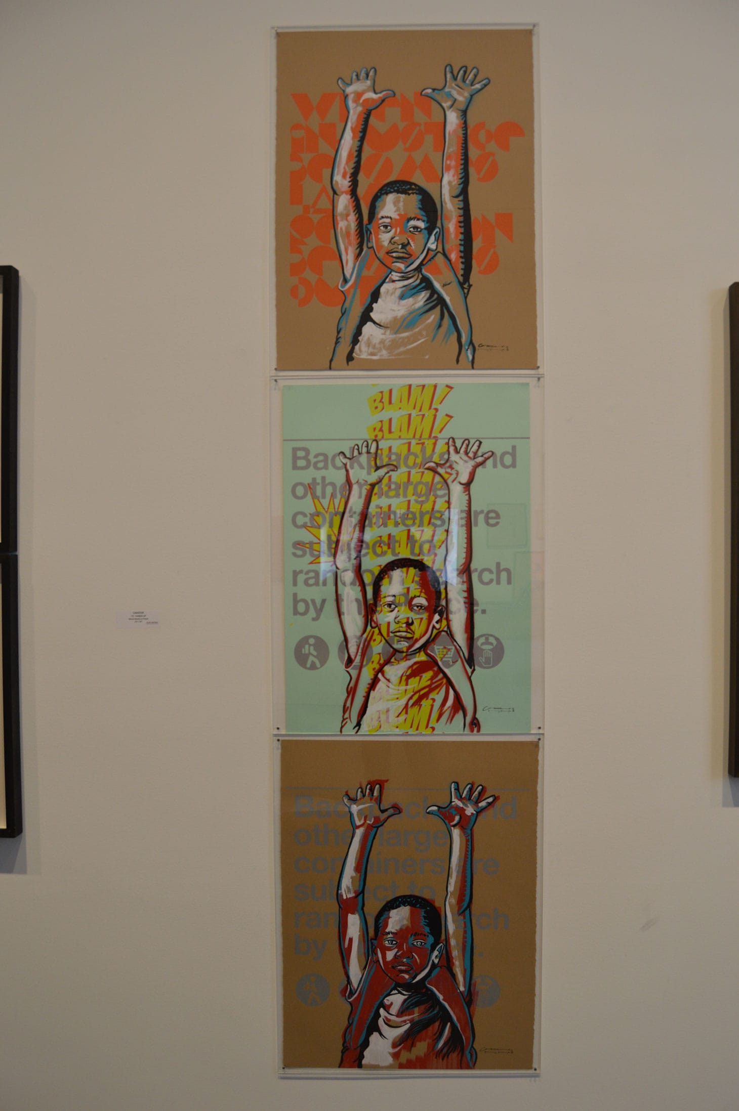 Ganzeer, "Hands Up," mixed media on paper, 22 x 30 inches