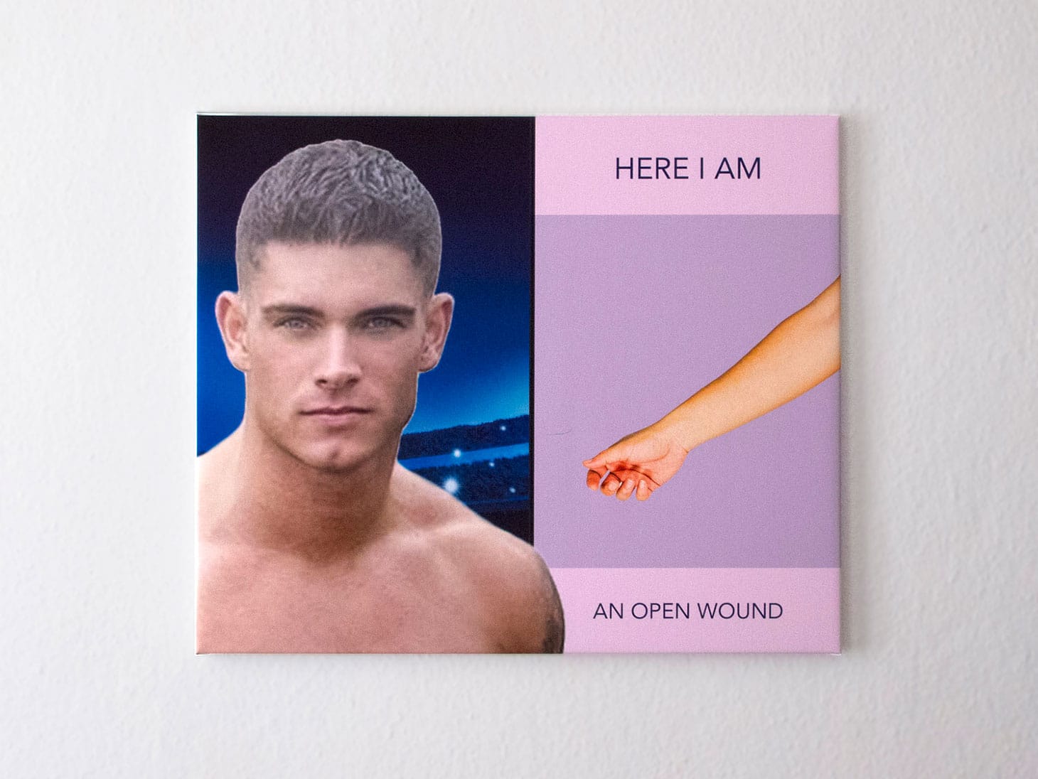 FLAME, "Here I Am - An Open Wound" (2019), fine art print on Sihl Masterclass canvas, 35 3/8 × 29 1/2 inches (image courtesy Shoot the Lobster)