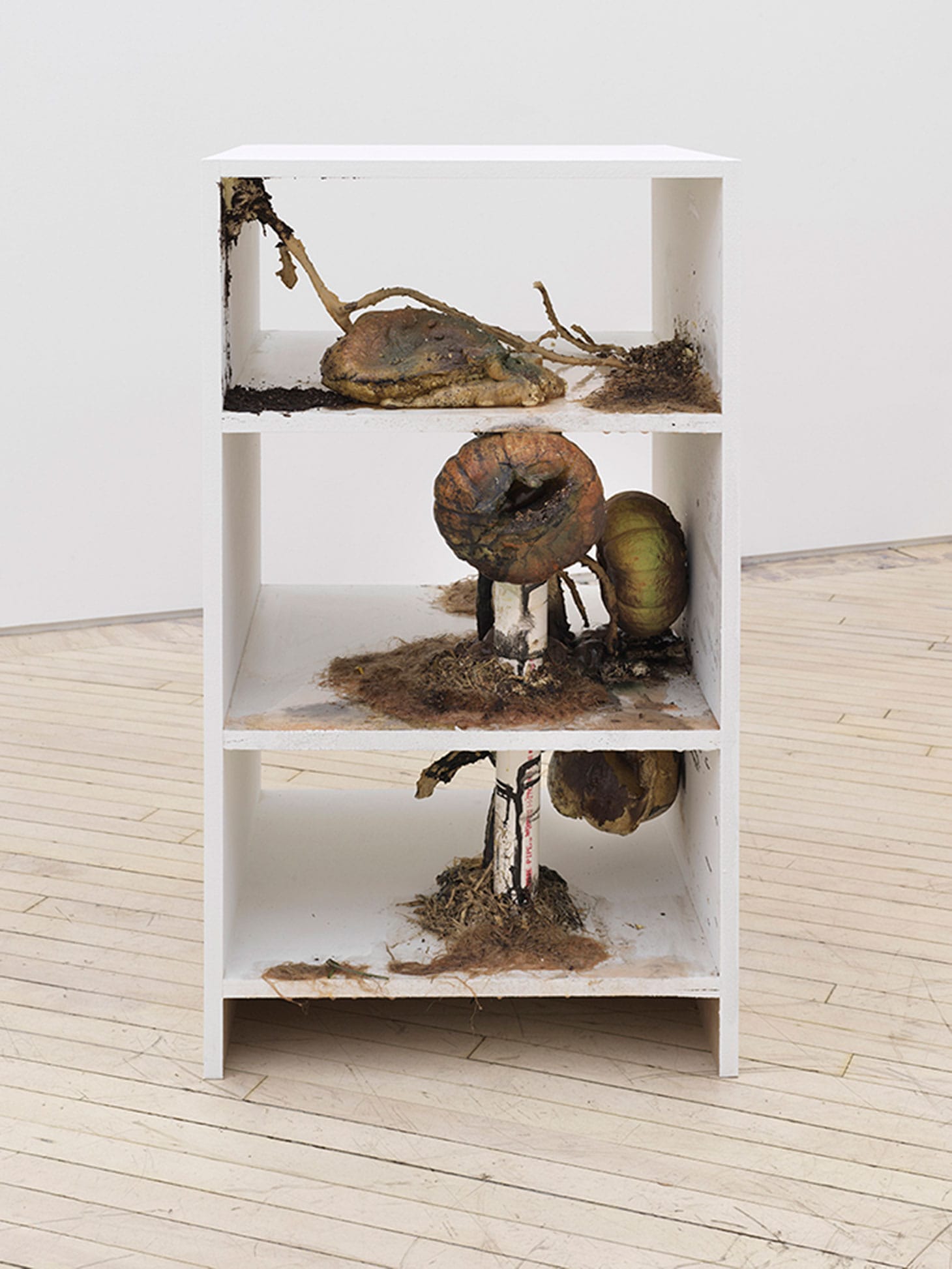 Brandon Ndife, "Free or reduced Lunch" (2019), MDF, PVC tubing, insulation foam, pigmented resin, earth pigment, hemp, 40 × 21 1/2 × 26 1/4 inches (image courtesy Bureau)