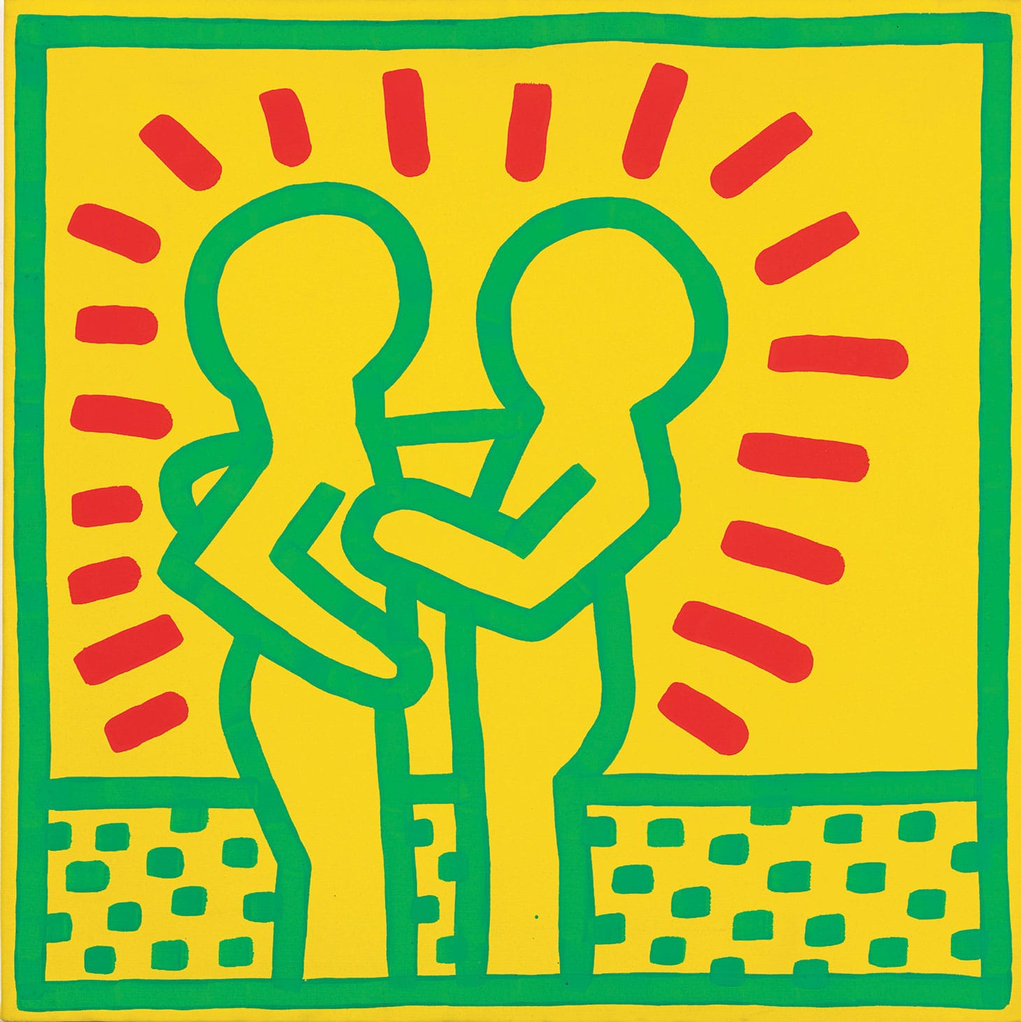 Keith Haring, "Untitled" (1983), acrylic on canvas, 31 1/2 x 31 1/2 inches (image courtesy Sotheby's)