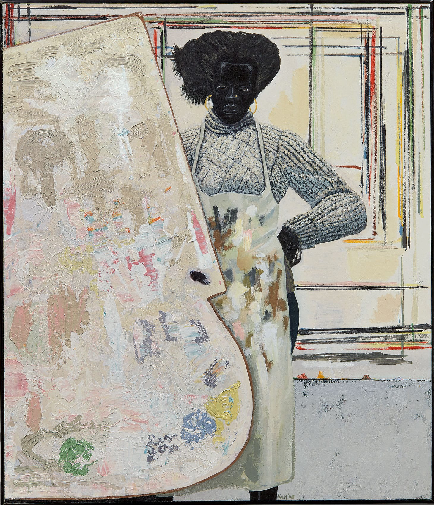 Kerry James Marshall, "Untitled (Painter)" (2008), acrylic on PVC panel, in artist's frame, 28 3/4 x 24 3/4 inches (image courtesy Sotheby's)