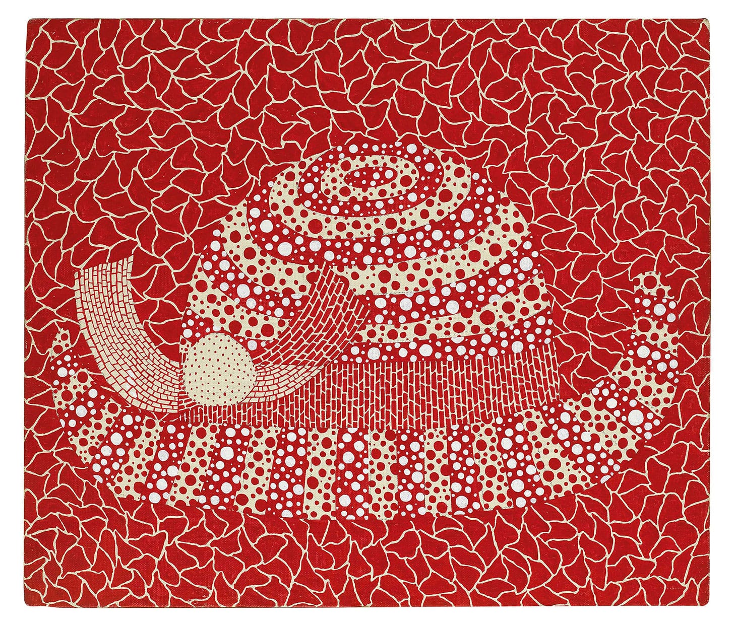 Yayoi Kusama, "Hat" (1981), acrylic on canvas, 17 7/8 x 20 7/8 inches (image courtesy Christie's)