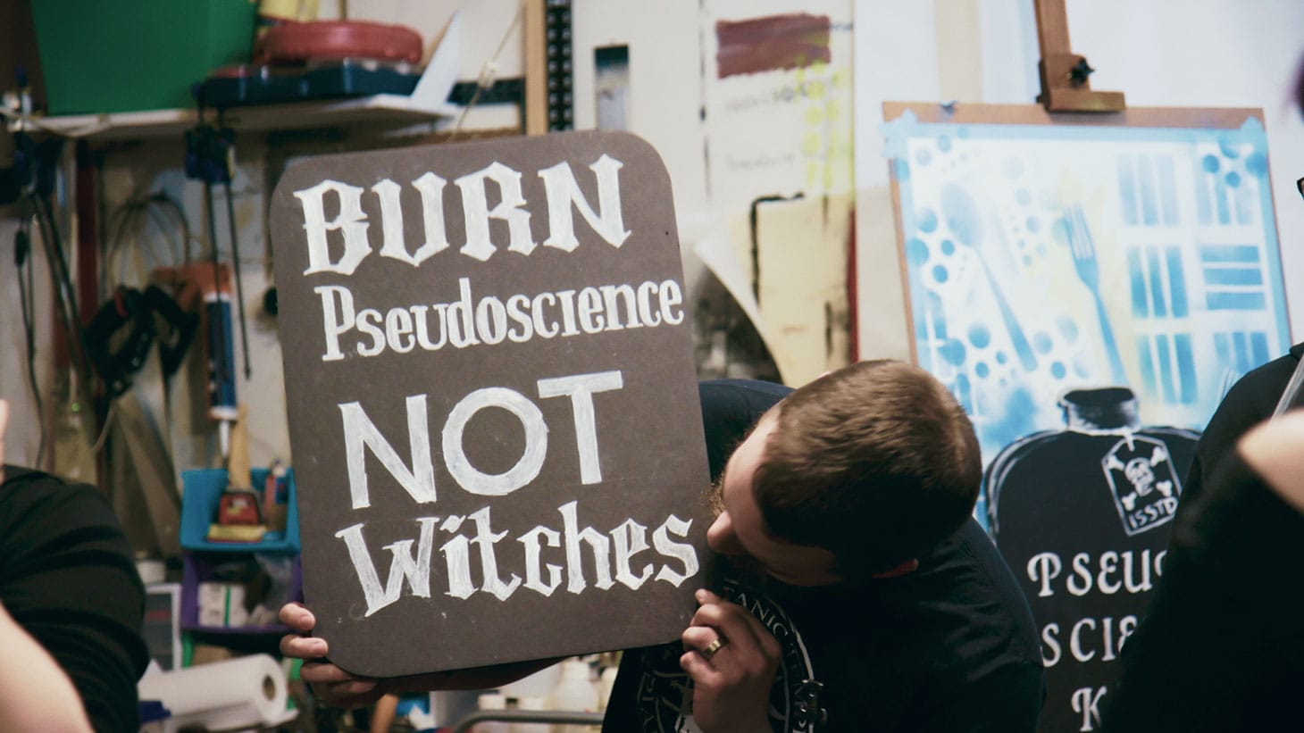 Preparations for a TST "Grey Faction" protest event featured in <em/>Hail Satan?, a Magnolia Pictures release