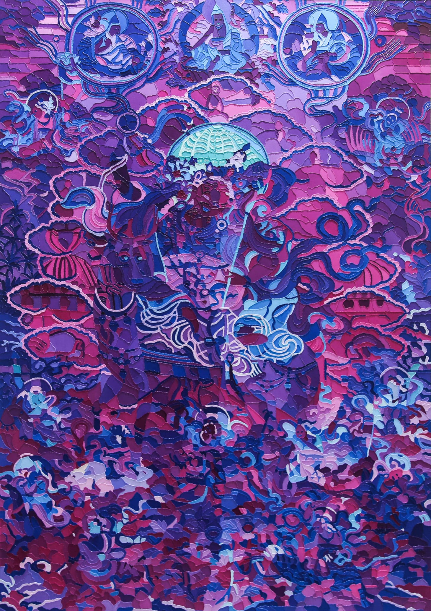 Zheng Guogu, "Ultra Violet Visionary Transformation No.2" (2014–2015), oil on canvas, 82 1/16 × 57 7/8 inches (image courtesy the artist)