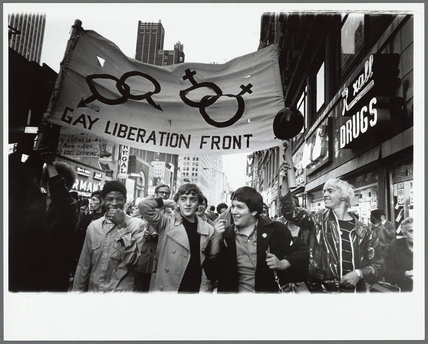 Gay Liberation Front marches on Times Square, New York (1970) (photo by Diana Davies)